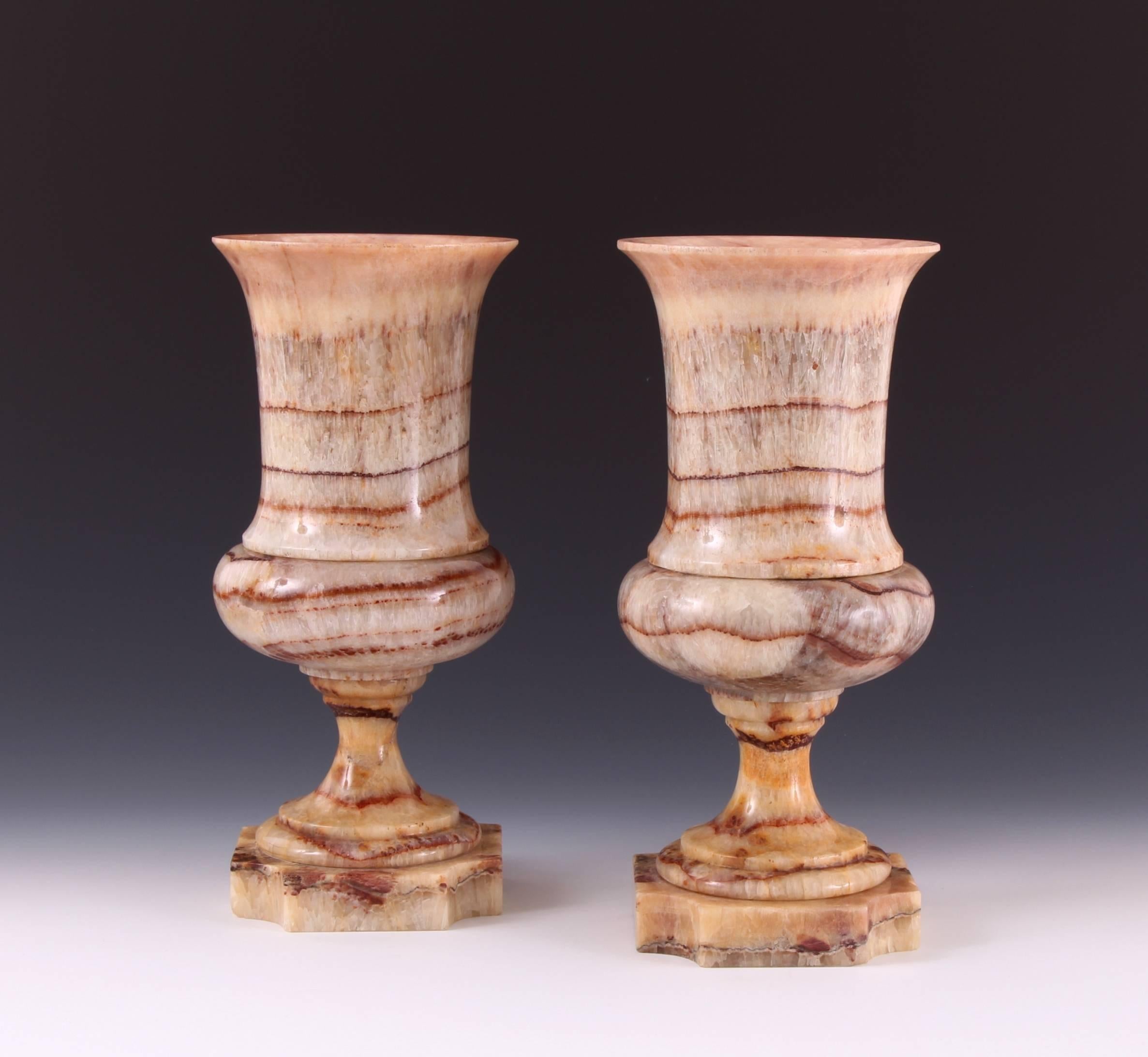 European Pair 19th Century Fluorspar Marble Vases