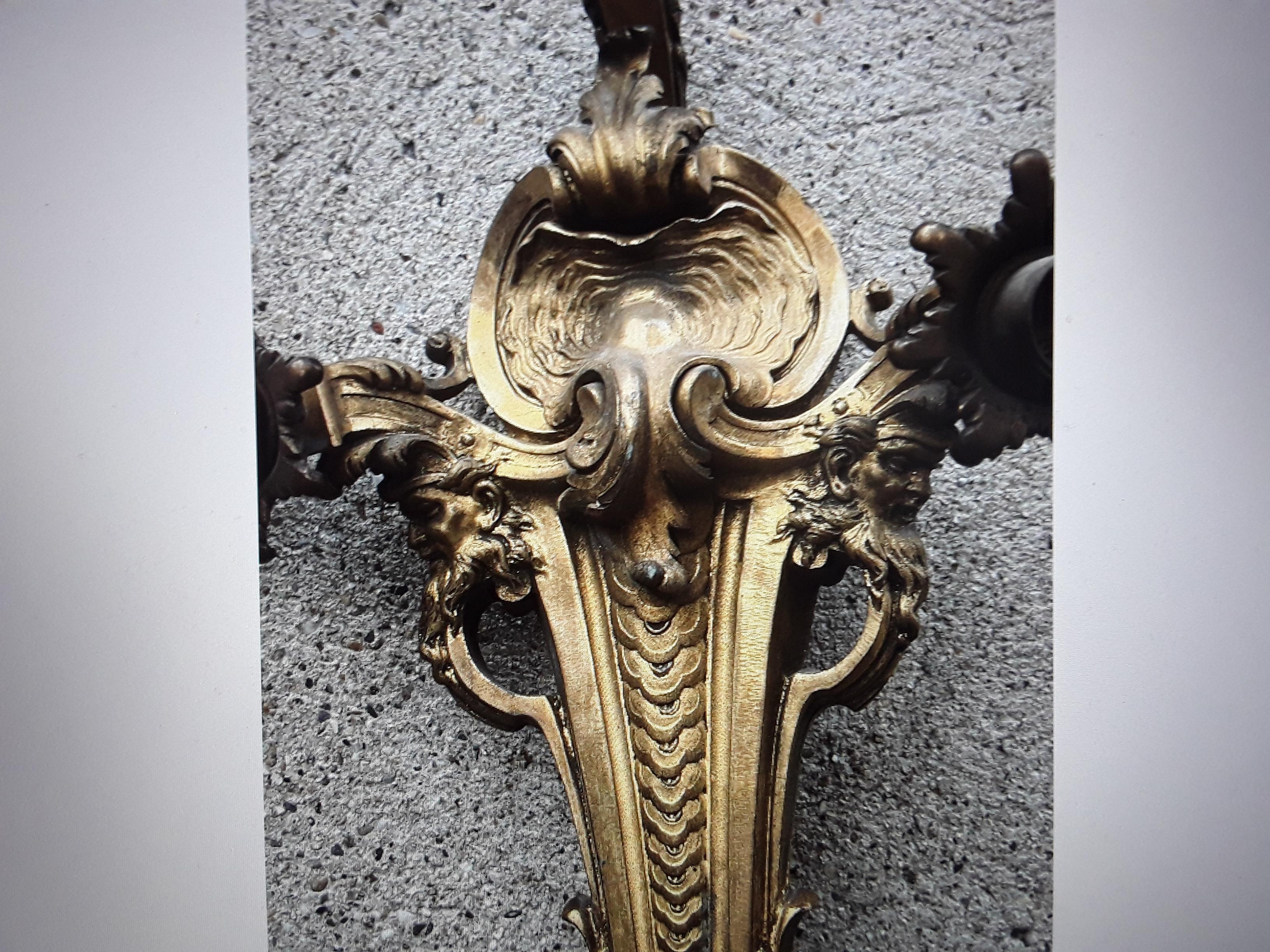 Rare Pair 19thc French Louis XVI Rococo Gilt Bronze 
