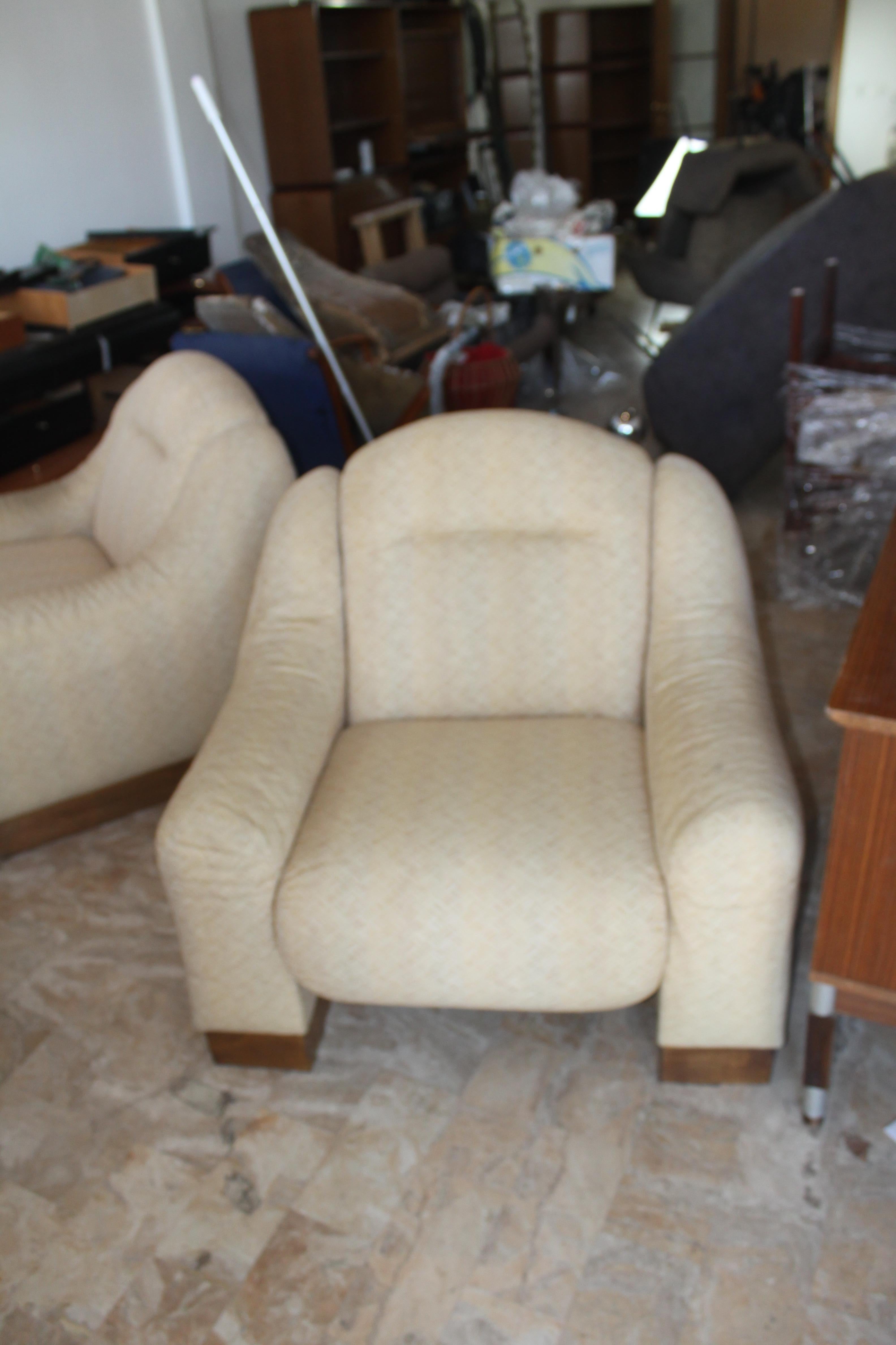 rare pair armchairs 1930 italian futurist with original and perfect  upholstery For Sale 3