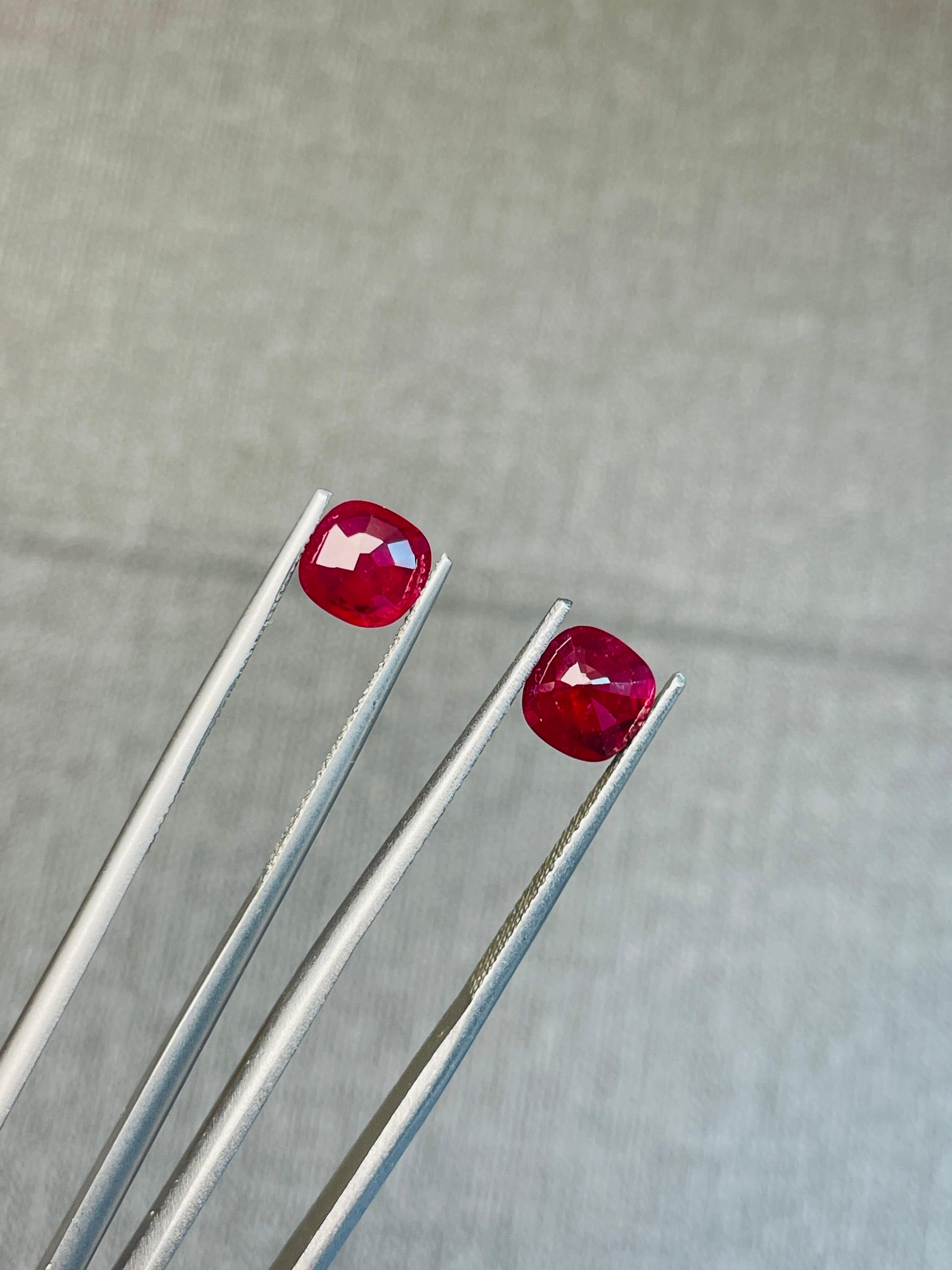 Rare pair 2.06ct burma ruby unheated pigeon blood color GIA AIGS certificate  For Sale 6