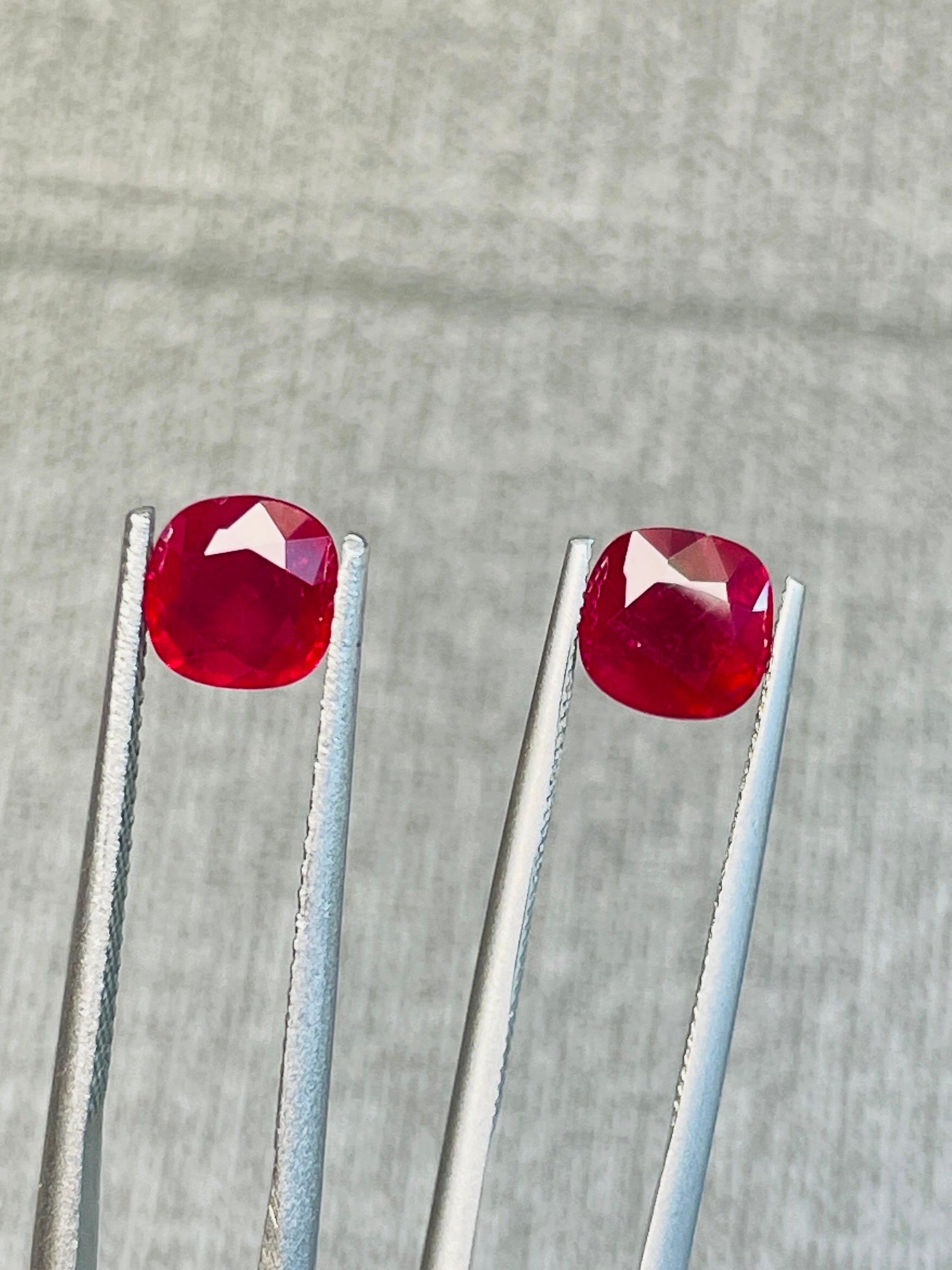 Rare pair 2.06ct burma ruby unheated pigeon blood color GIA AIGS certificate  For Sale 2