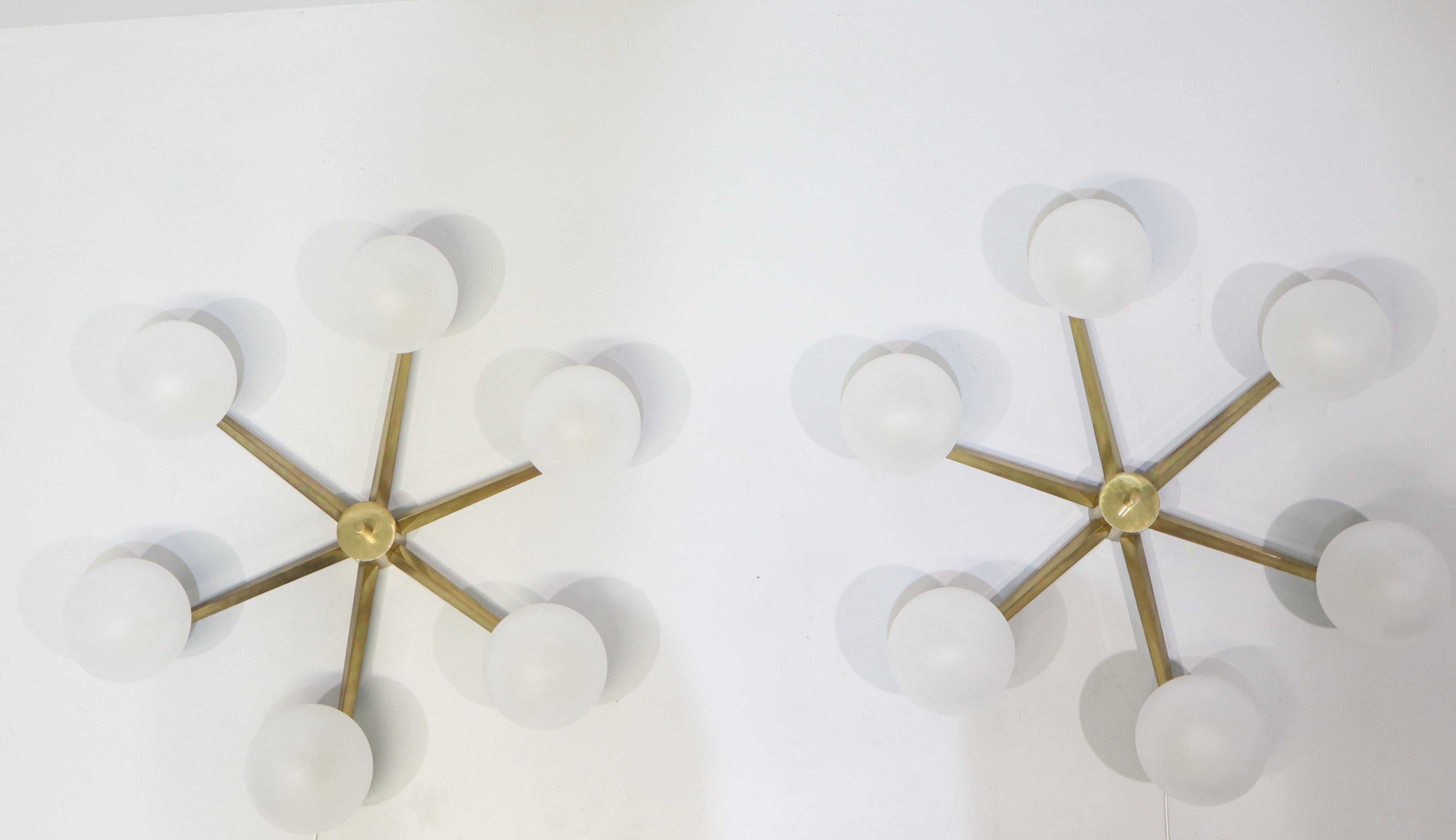 Mid-Century Modern Rare Pair Angelo Lelii for Arredoluce  Stella Six Lune Light, Italy, 1960s For Sale