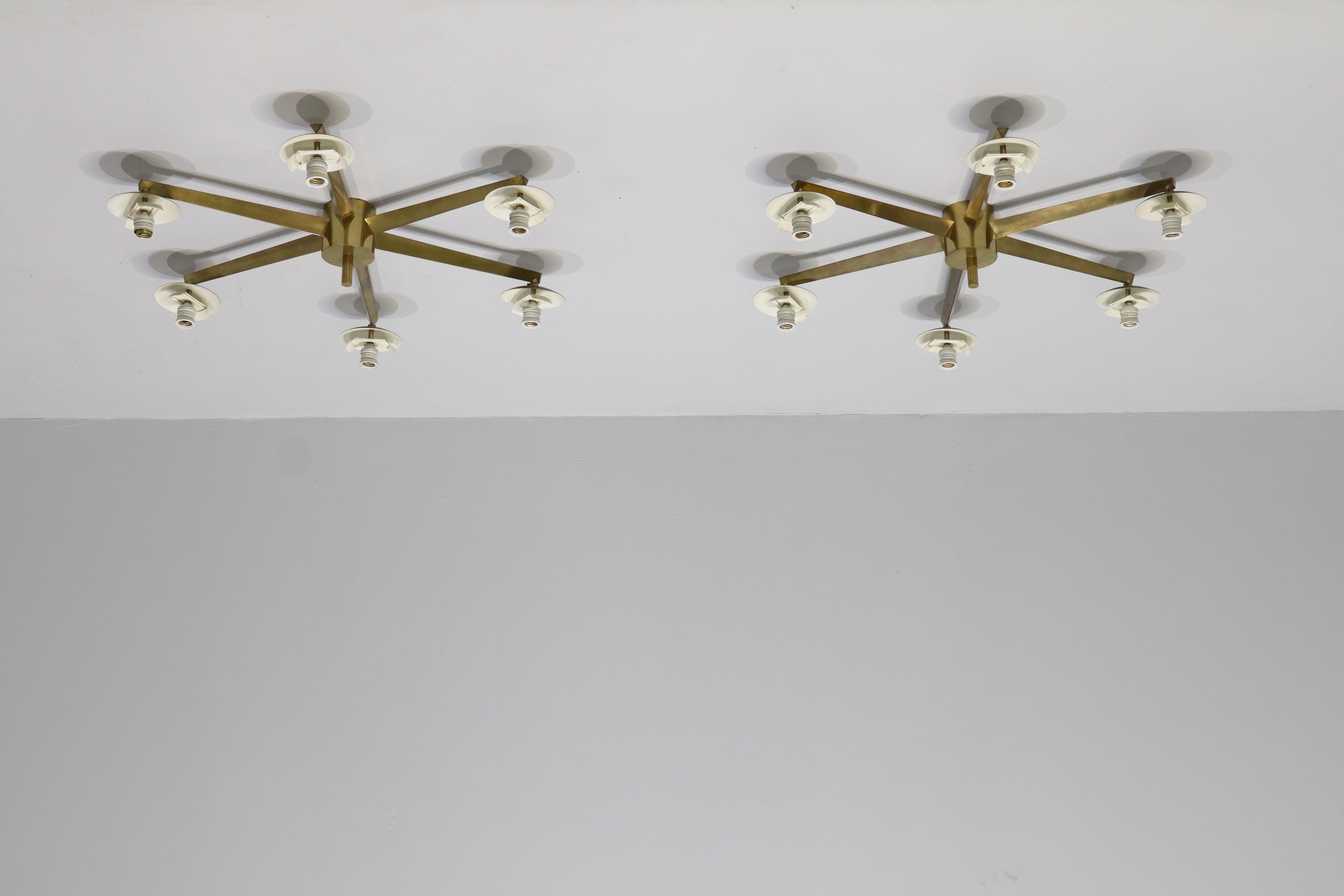 Rare Pair Angelo Lelii for Arredoluce  Stella Six Lune Light, Italy, 1960s In Good Condition For Sale In Rovereta, Repubblica di San Marino