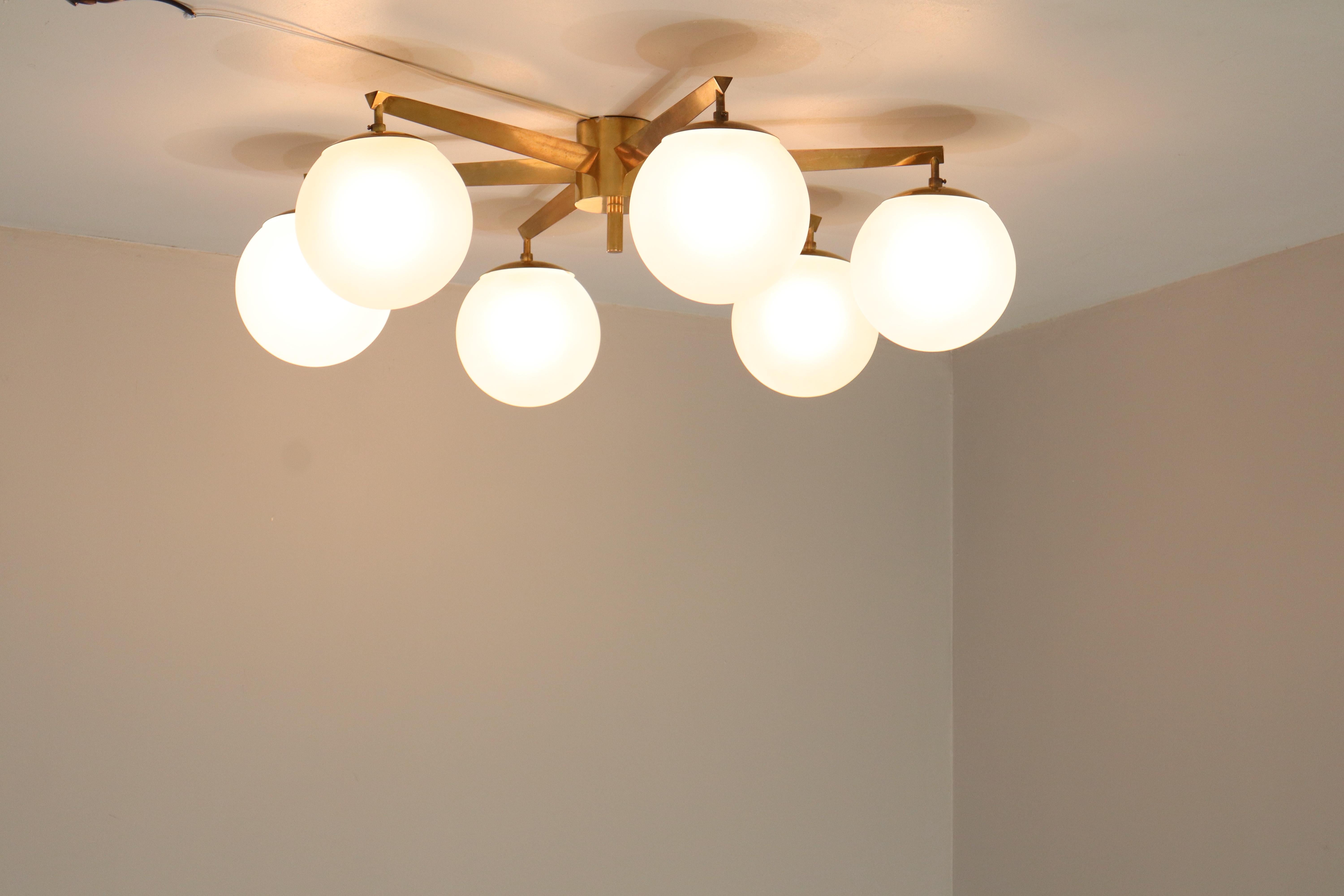20th Century Rare Pair Angelo Lelii for Arredoluce  Stella Six Lune Light, Italy, 1960s For Sale