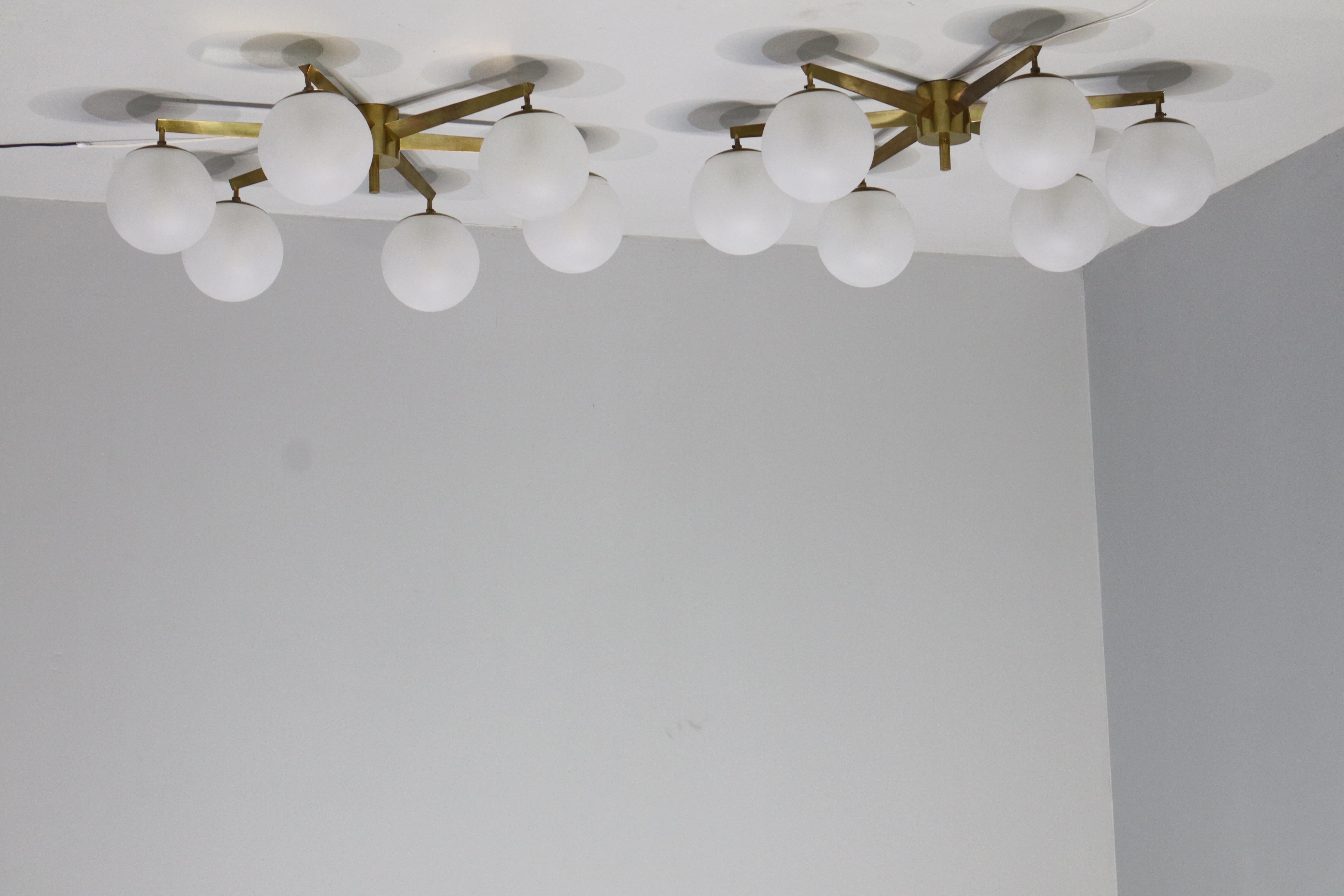 Brass Rare Pair Angelo Lelii for Arredoluce  Stella Six Lune Light, Italy, 1960s For Sale