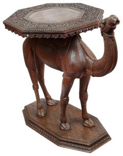 Rare pair Anglo Indian carved Camel tables, circa 1840