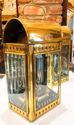 Pair of Antique Brass Ships Lanterns Signed Davey & Co. London, circa 1890-1910