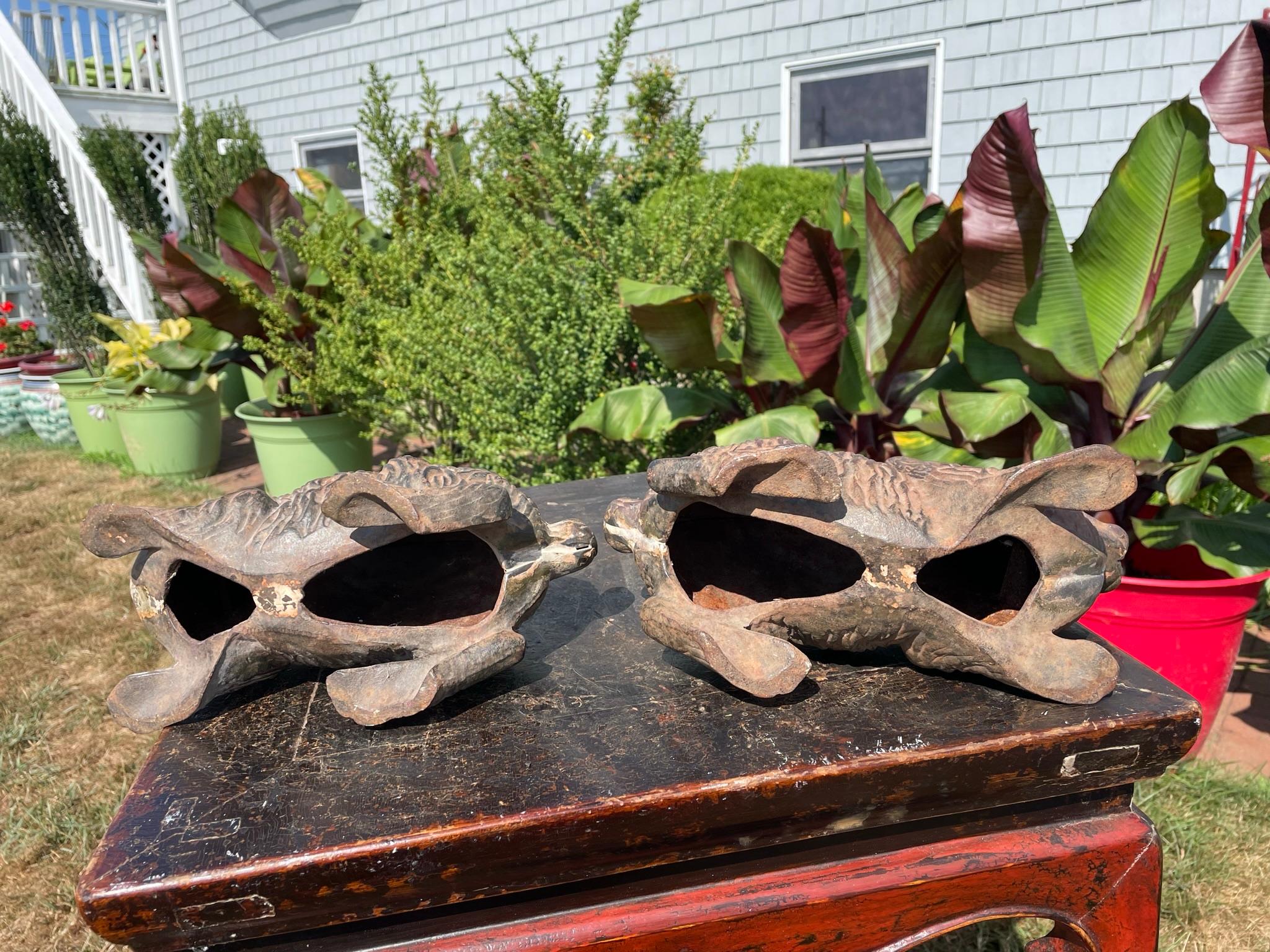 Rare Pair Antique Furry Garden Rabbits Usagi with Fine Details 4