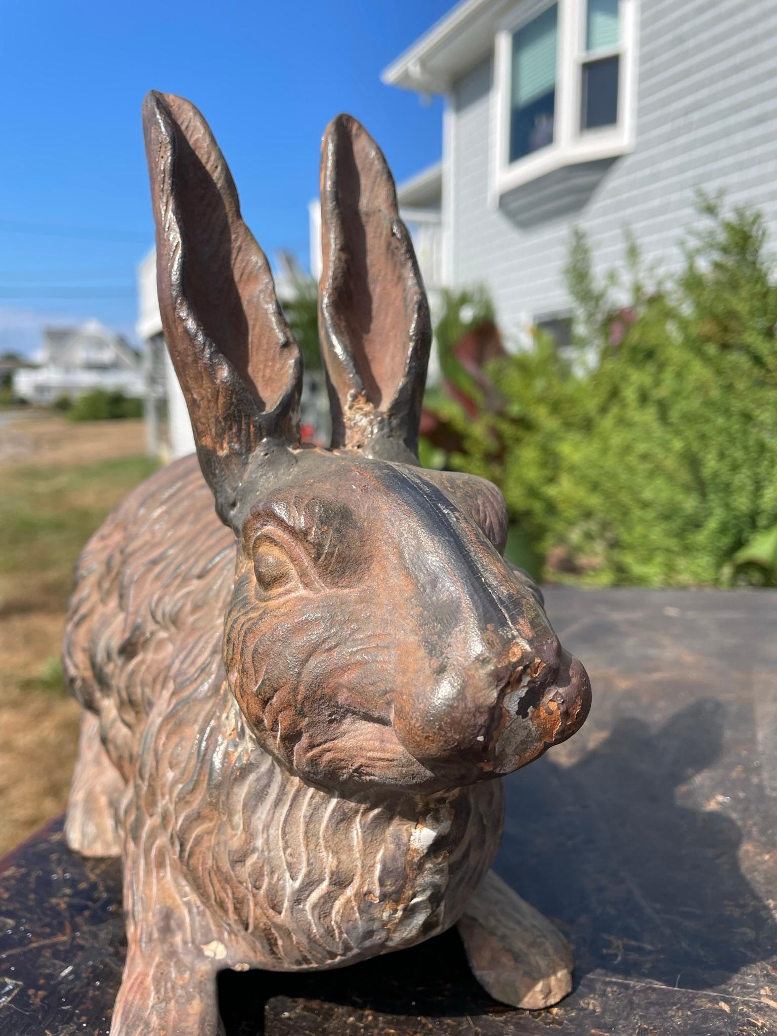 Hand-Crafted Rare Pair Antique Furry Garden Rabbits Usagi with Fine Details