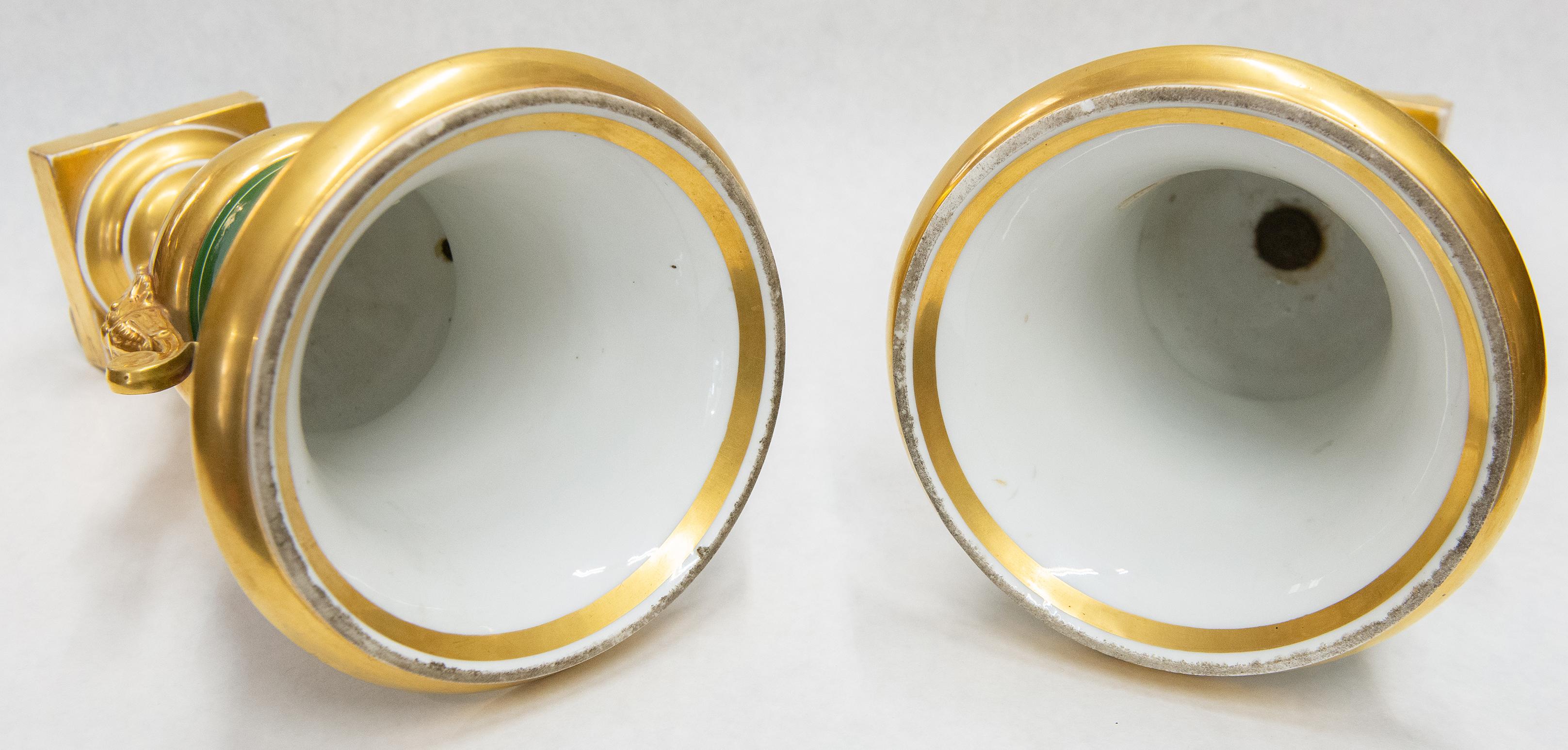 Charles X Rare Pair of Antique French Golden Porcelain Sèvres Vases  For Sale