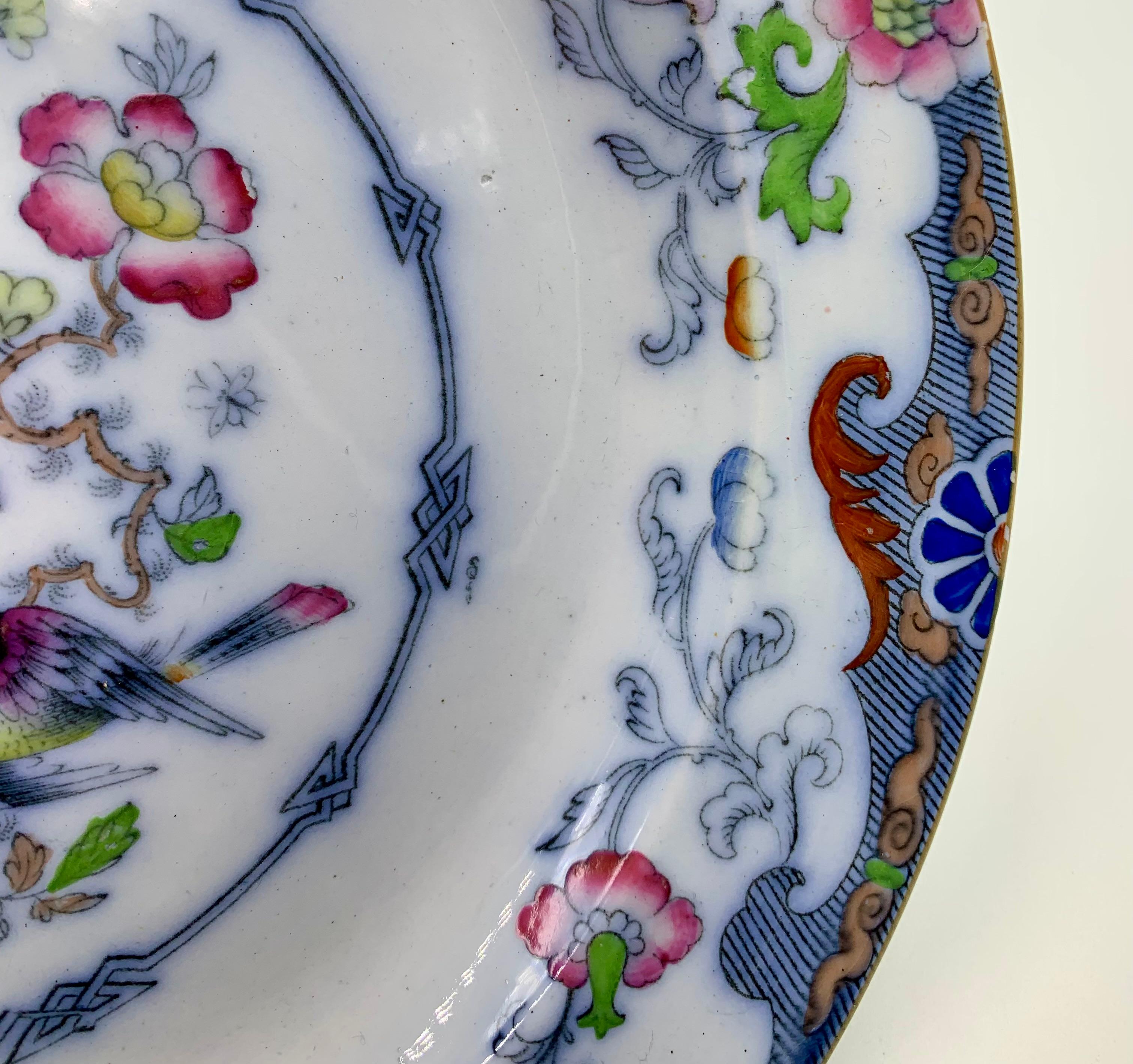 Rare paire d'assiettes à dîner en grès Mason's Ironstone Chinoiserie en vente 6