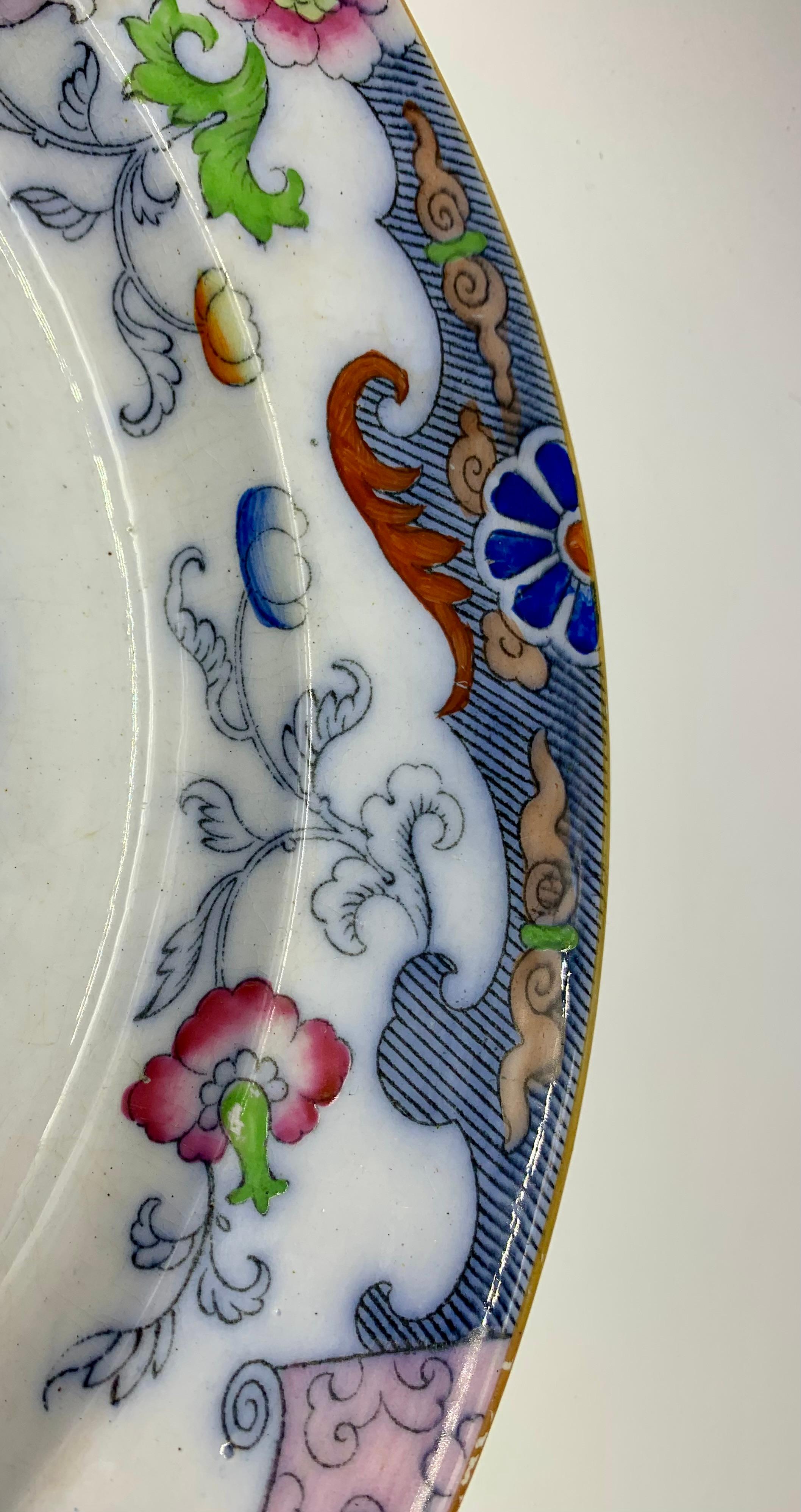 XIXe siècle Rare paire d'assiettes à dîner en grès Mason's Ironstone Chinoiserie en vente