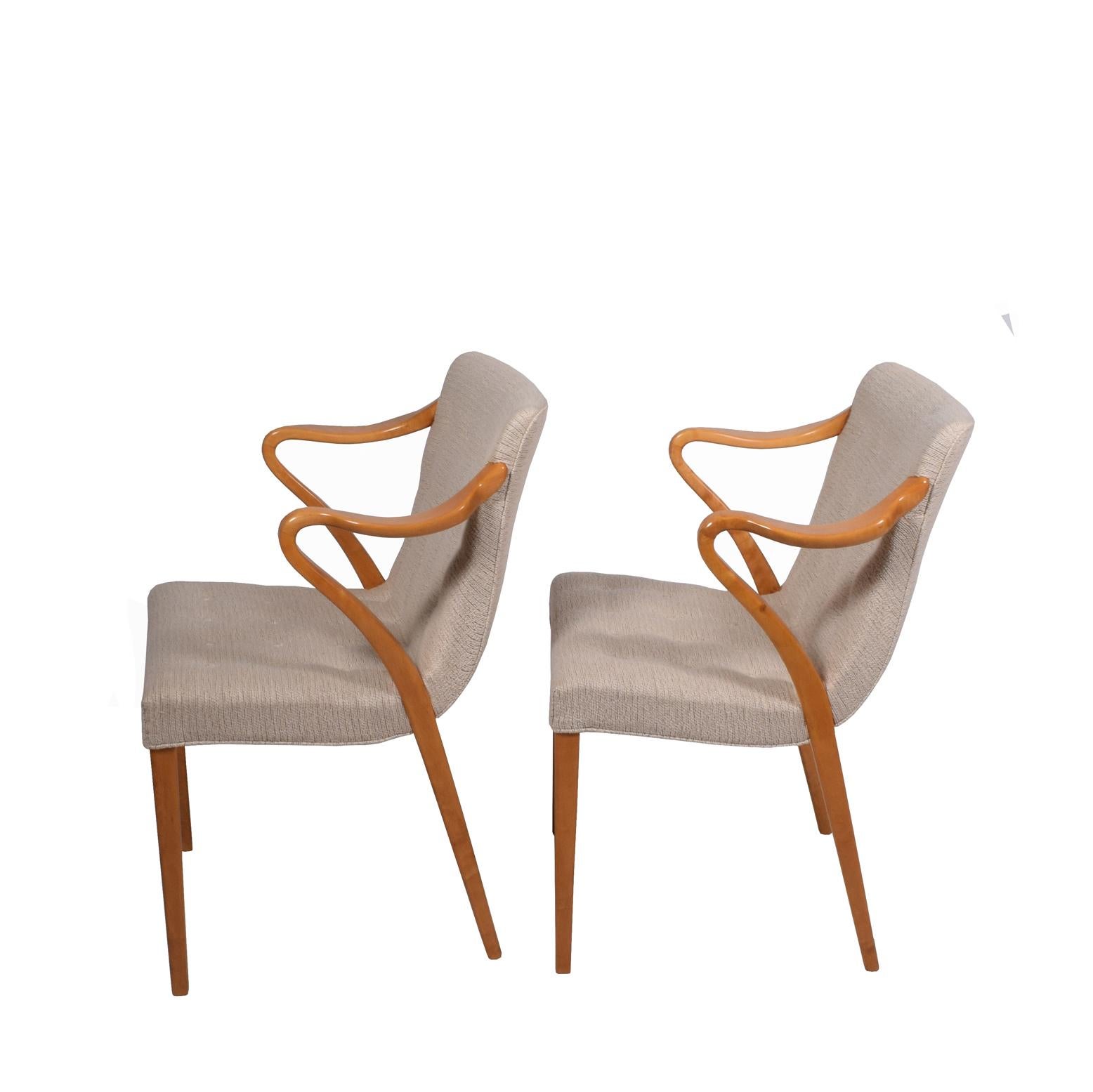 In 1936 Axel Larsson design a group of furniture which was his most known, the armchairs made from solid birchwood and upholstery
Measures: Arm height 28