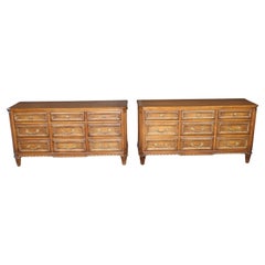 Vintage Rare Pair Auffray Style French Custom-Made Walnut Louis XVI Style Dressers