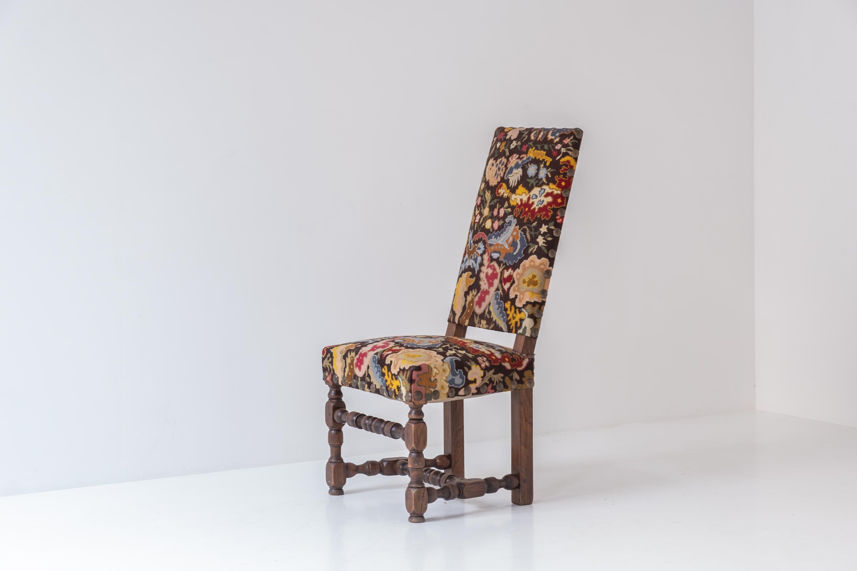 Tapestry Rare pair baroque side chairs from France, circa 1890.  For Sale