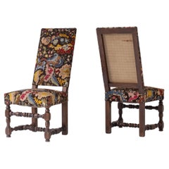 Antique Rare pair baroque side chairs from France, circa 1890. 