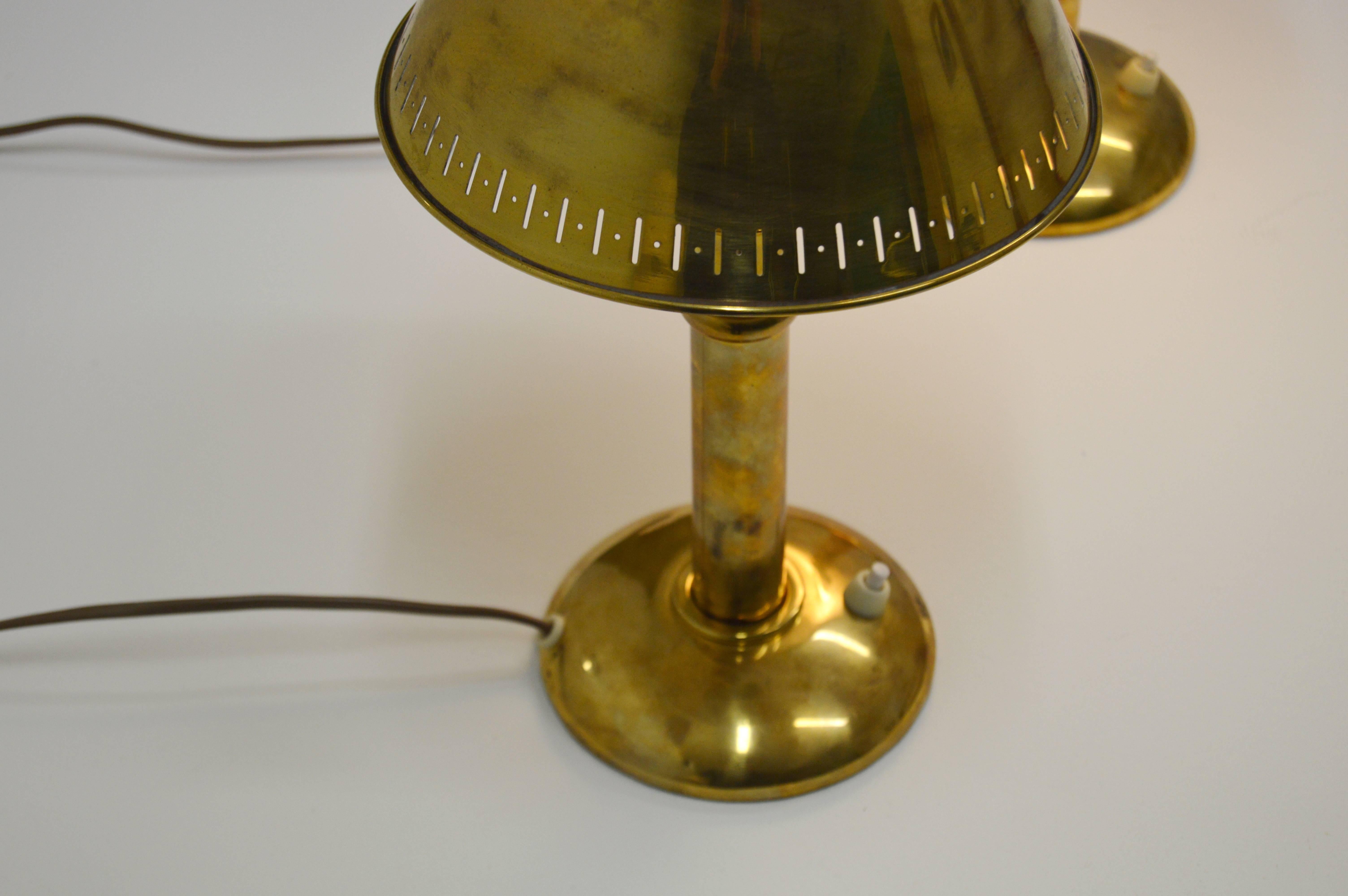 Rare Pair of Brass ASEA Table Lamps with Adjustable Lamp Shade For Sale 4