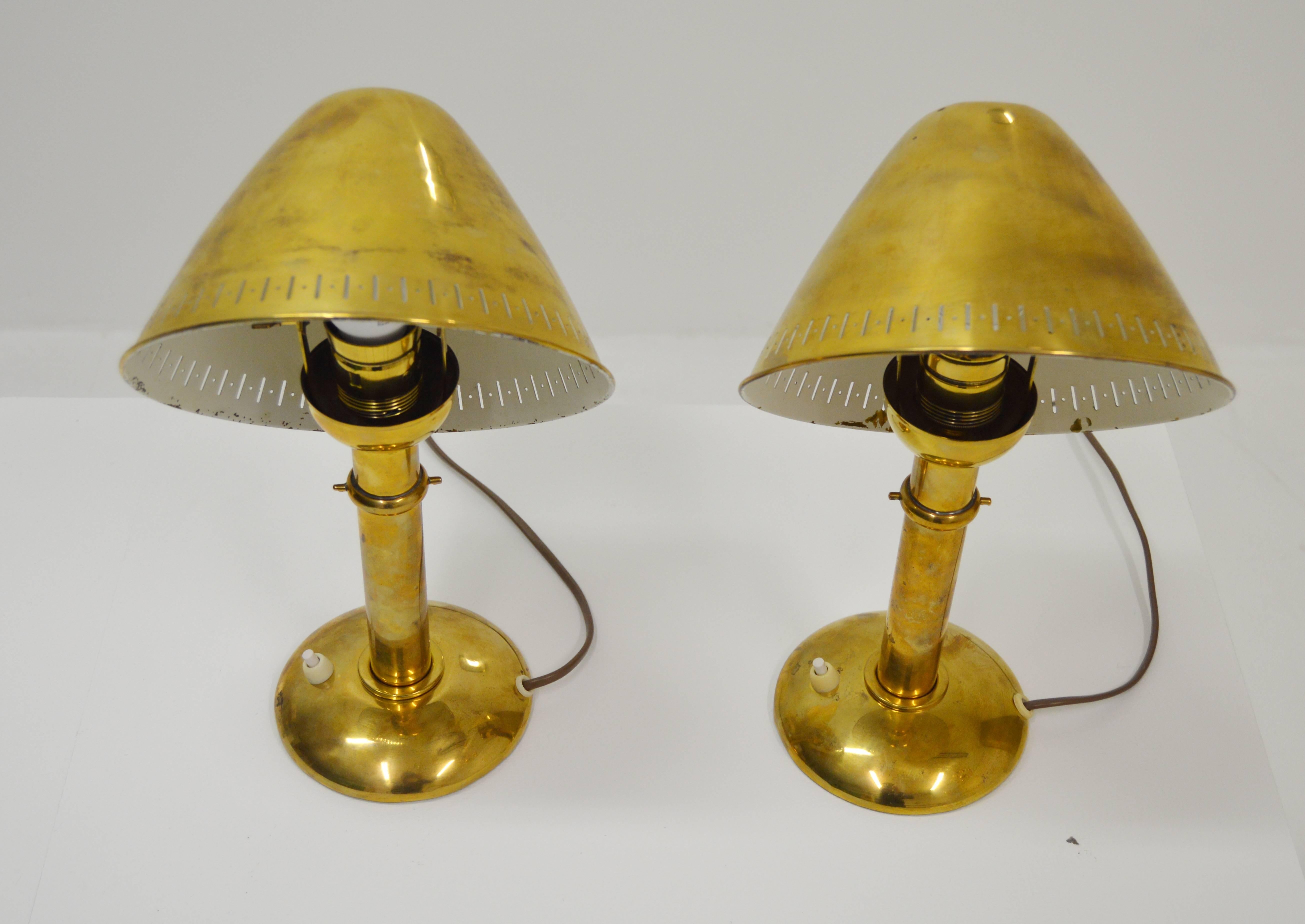 Rare Pair of Brass ASEA Table Lamps with Adjustable Lamp Shade For Sale 1