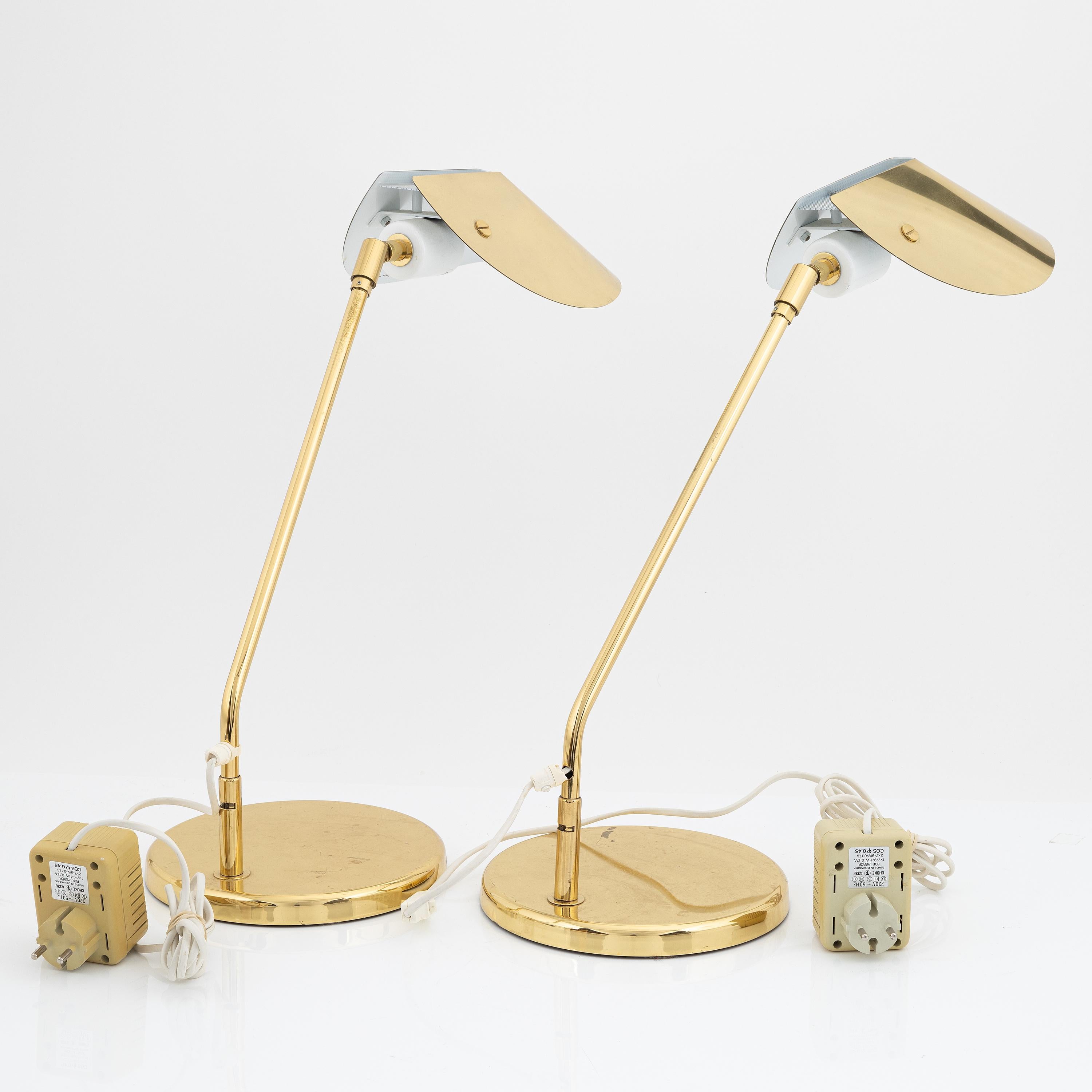 20th Century Desk Lamp in Brass by Aneta Sweden 1970 For Sale