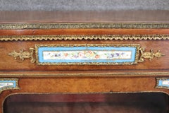 Rare Pair Burled Walnut and Porcelain Plaques and Bronze Ormolu