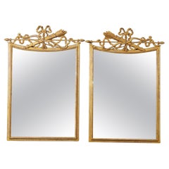 Rare Pair Carved LaBarge Giltwood French Quiver of Arrows and Bow Mirrors