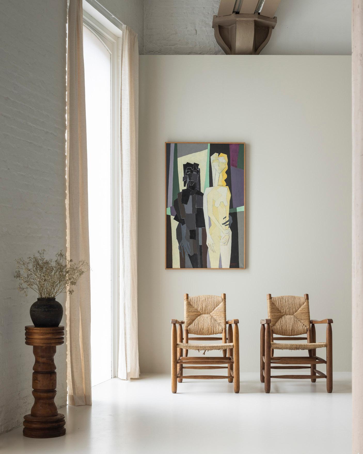 Rare pair Chamrousse armchairs by Charlotte Perriand / Steph Simon, France 1940s For Sale 3