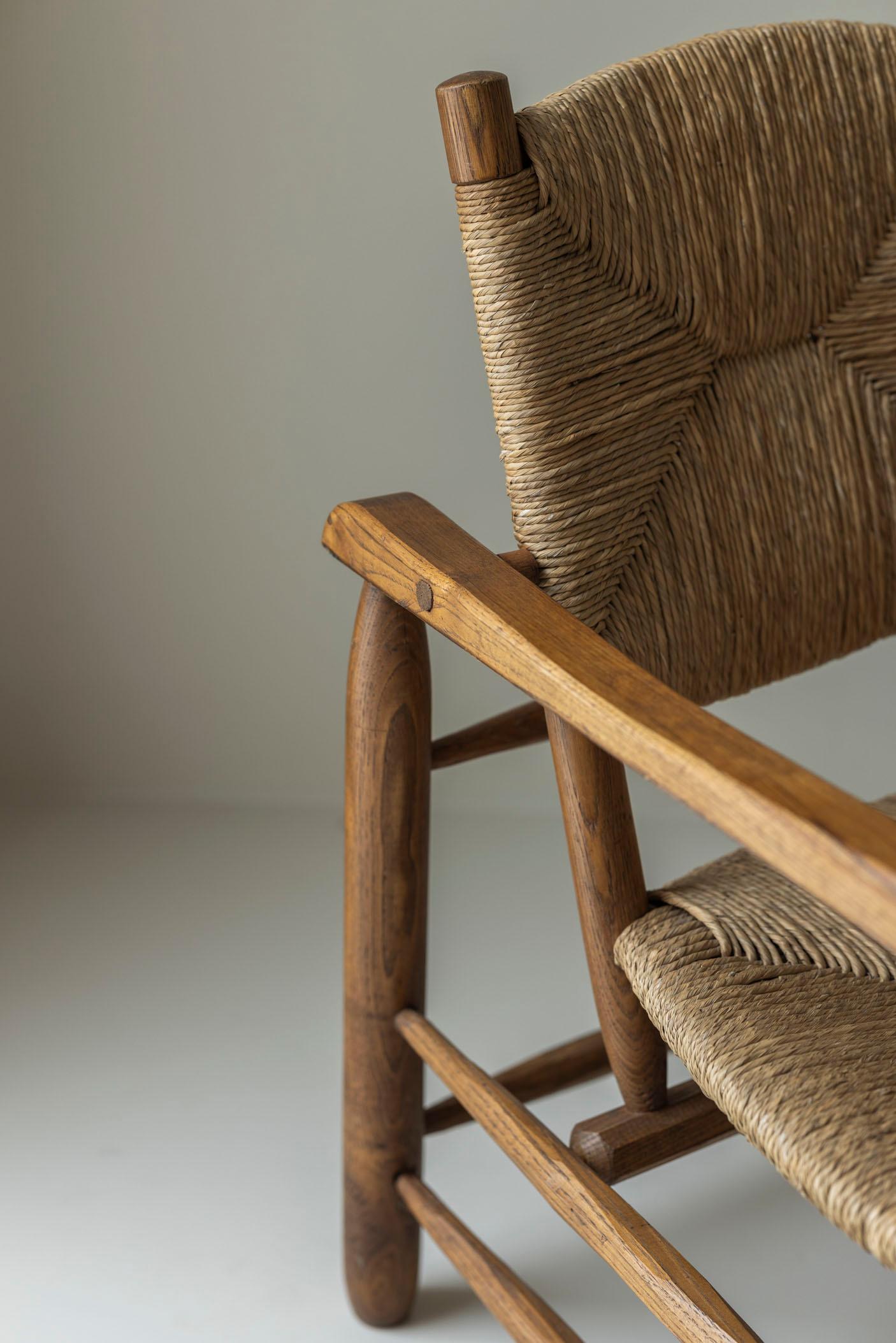 Rare pair Chamrousse armchairs by Charlotte Perriand / Steph Simon, France 1940s For Sale 6