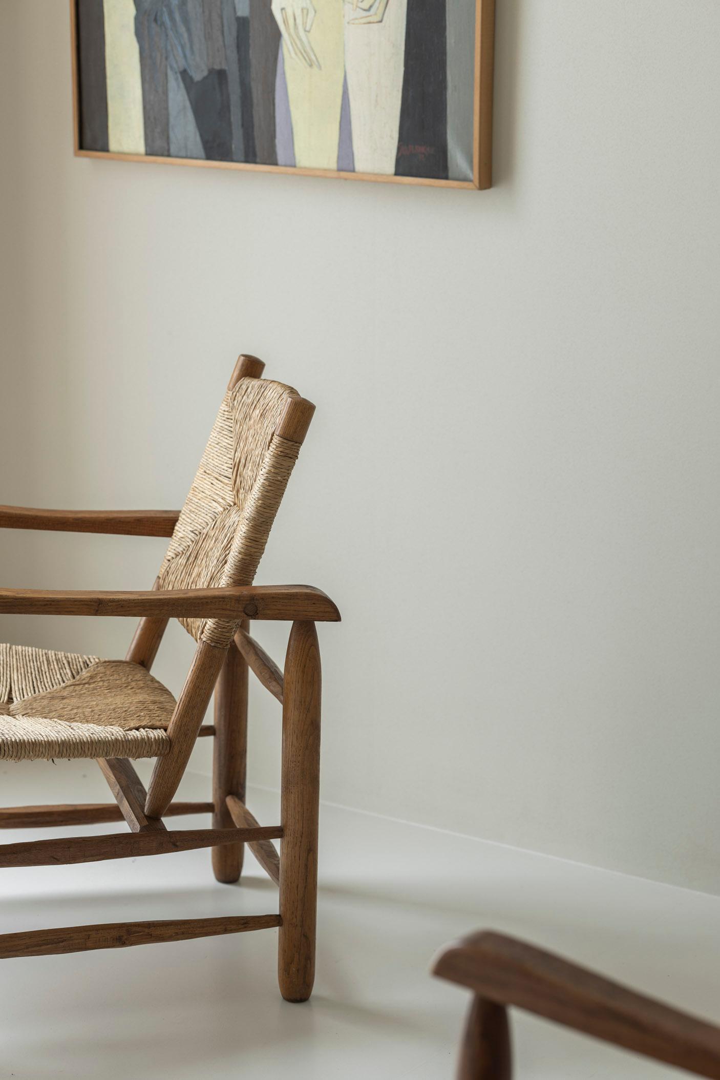 Rare pair Chamrousse armchairs by Charlotte Perriand / Steph Simon, France 1940s For Sale 7