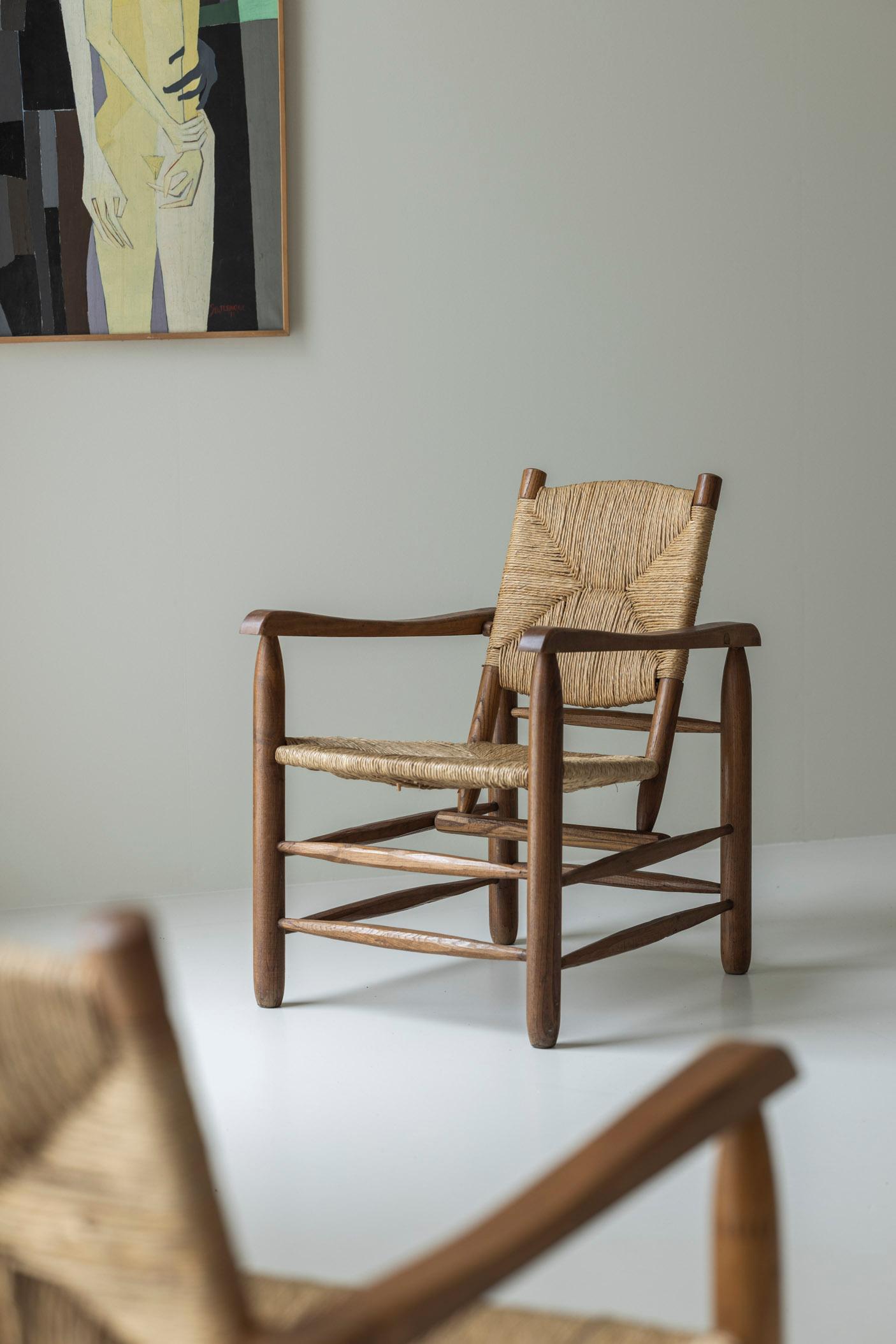 Mid-20th Century Rare pair Chamrousse armchairs by Charlotte Perriand / Steph Simon, France 1940s For Sale