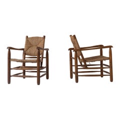 Rare pair Chamrousse armchairs by Charlotte Perriand / Steph Simon, France 1940s