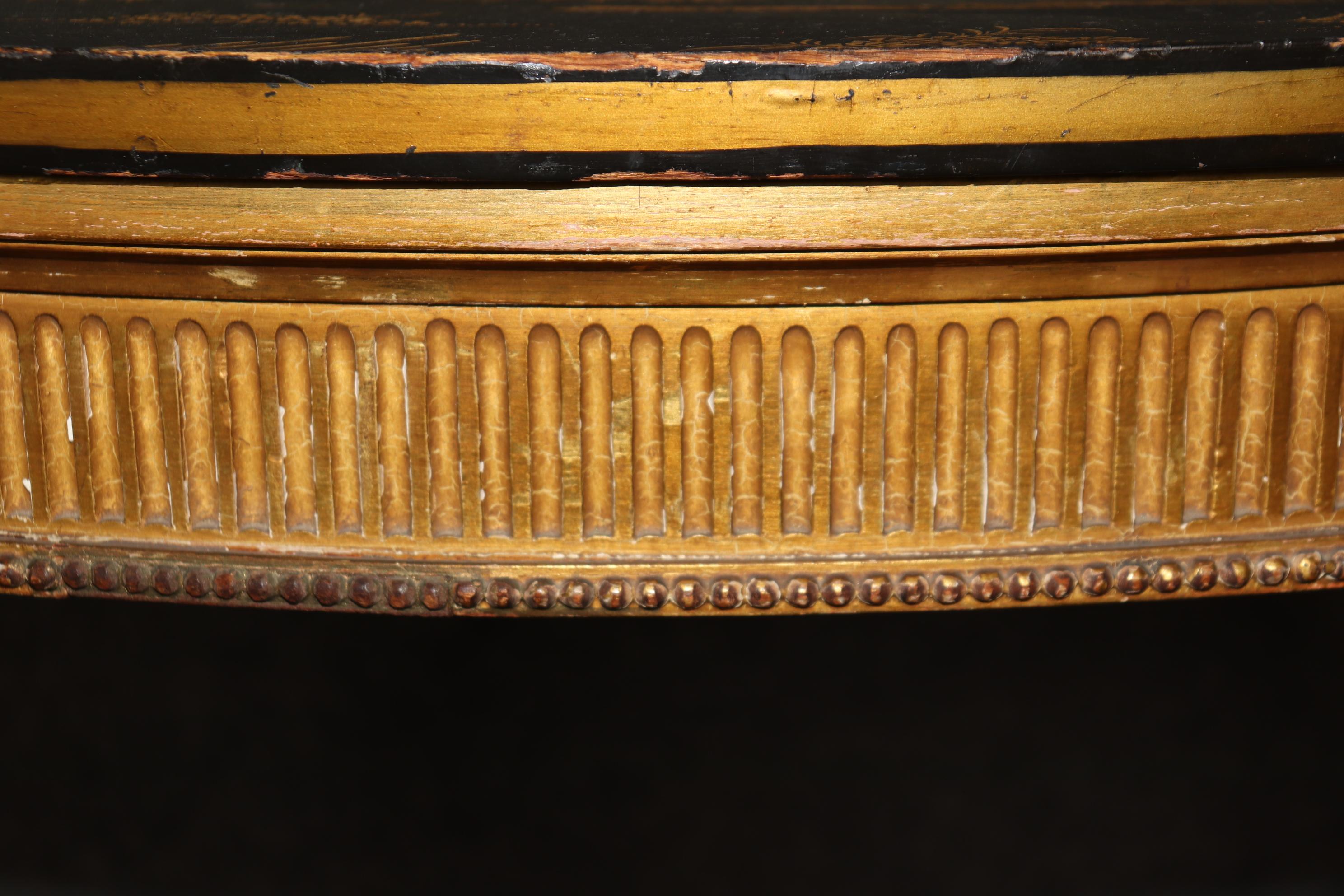 Rare Pair Chinoiserie Paint Decorated Demilune Giltwood Console Tables 8