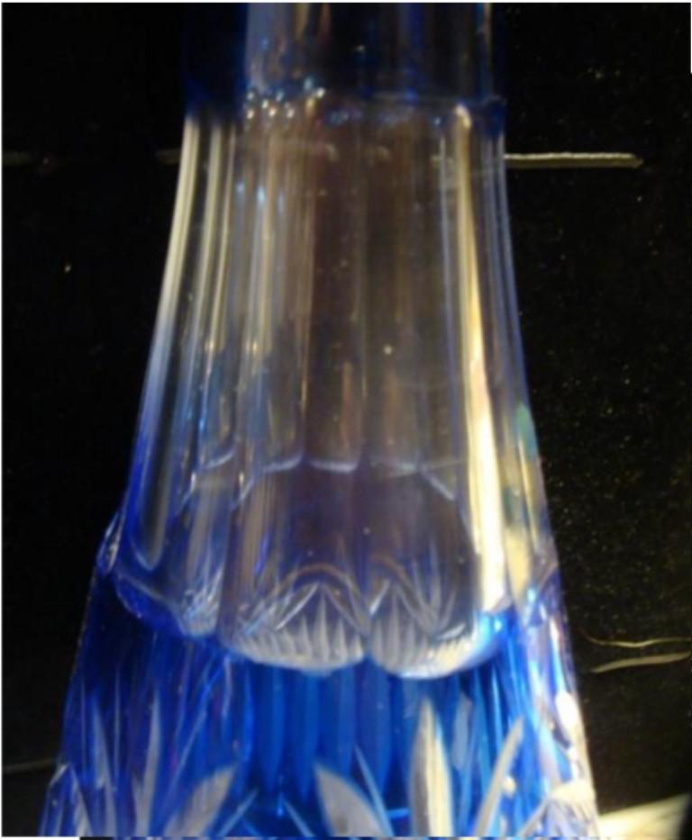 19th Century Rare Pair Cobalt Blue Baccarat Style Cut Crystal French Etched Glass Decanters For Sale