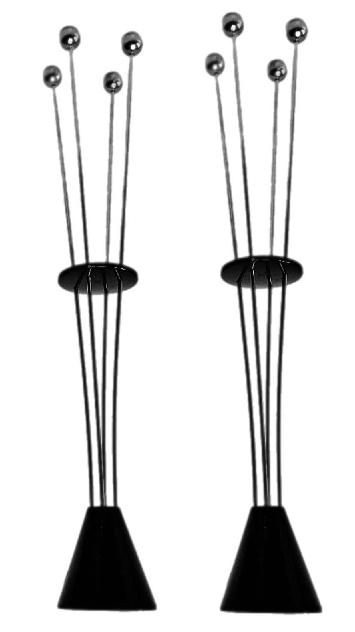 Metal Rare Pair Danish Post Modern Memphis Adjustable Candle Holders For Sale