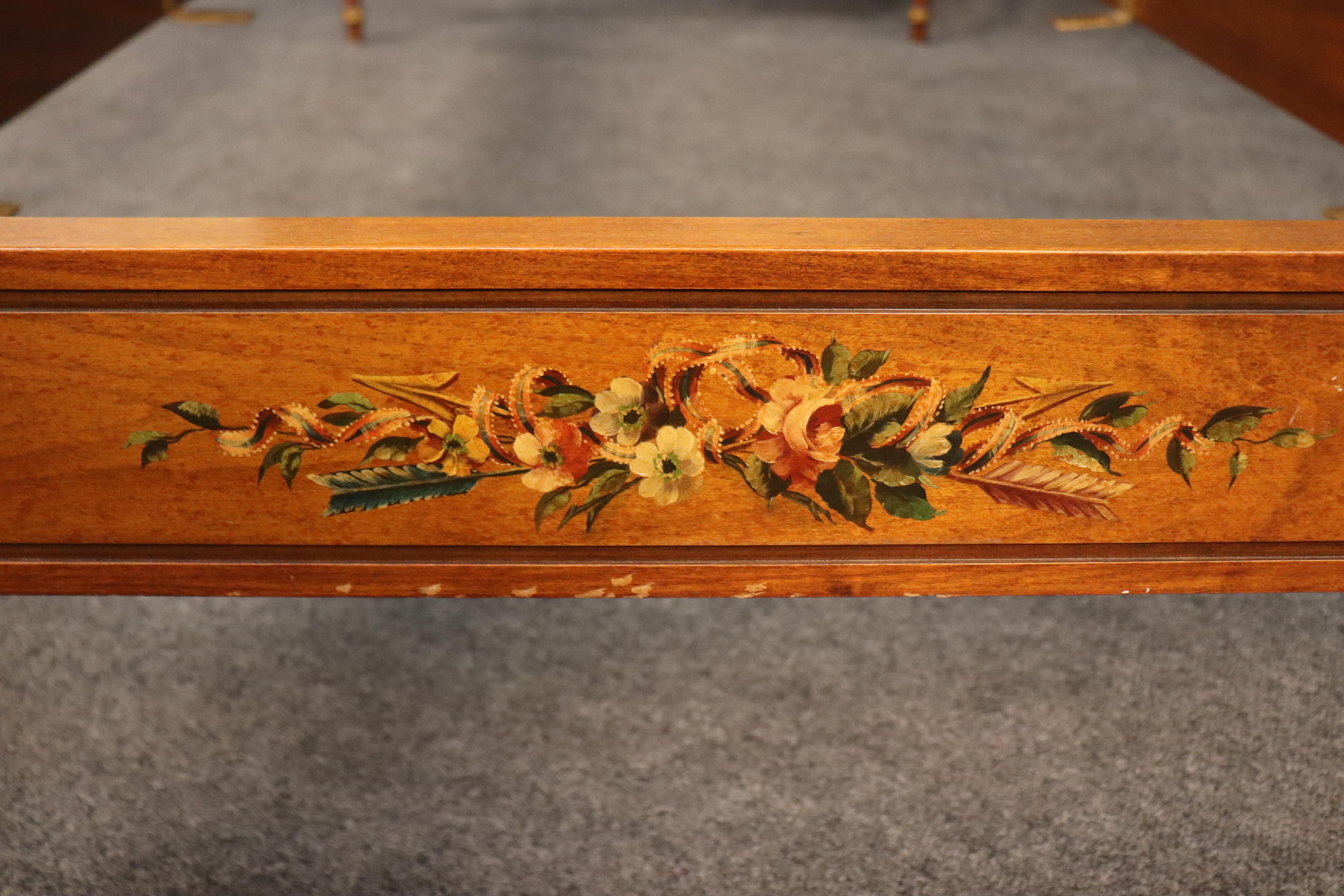 Rare Pair English Satinwood Paint Decorated Adams Style Twin Single Size Beds For Sale 9