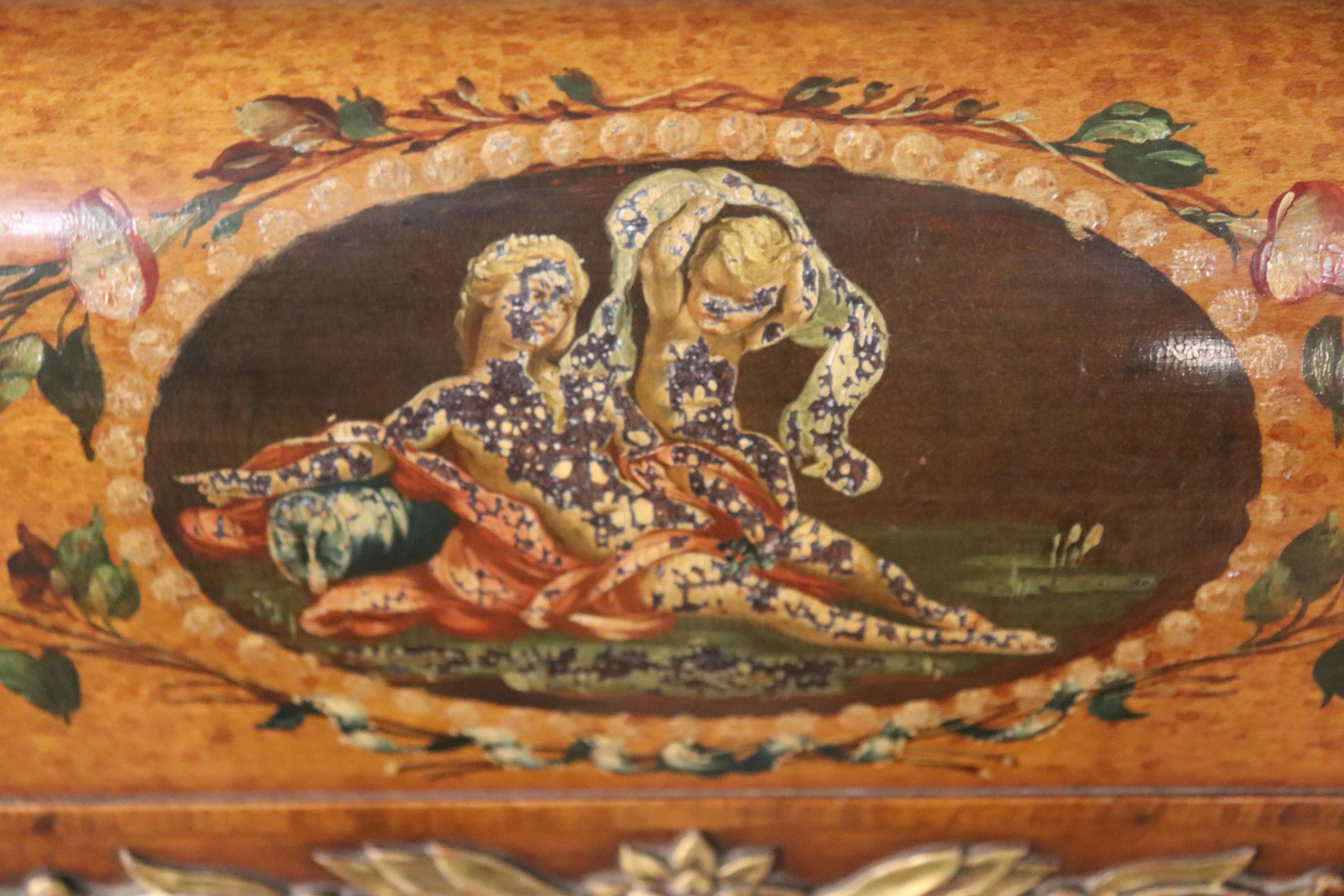 Rare Pair English Satinwood Paint Decorated Adams Style Twin Single Size Beds For Sale 11