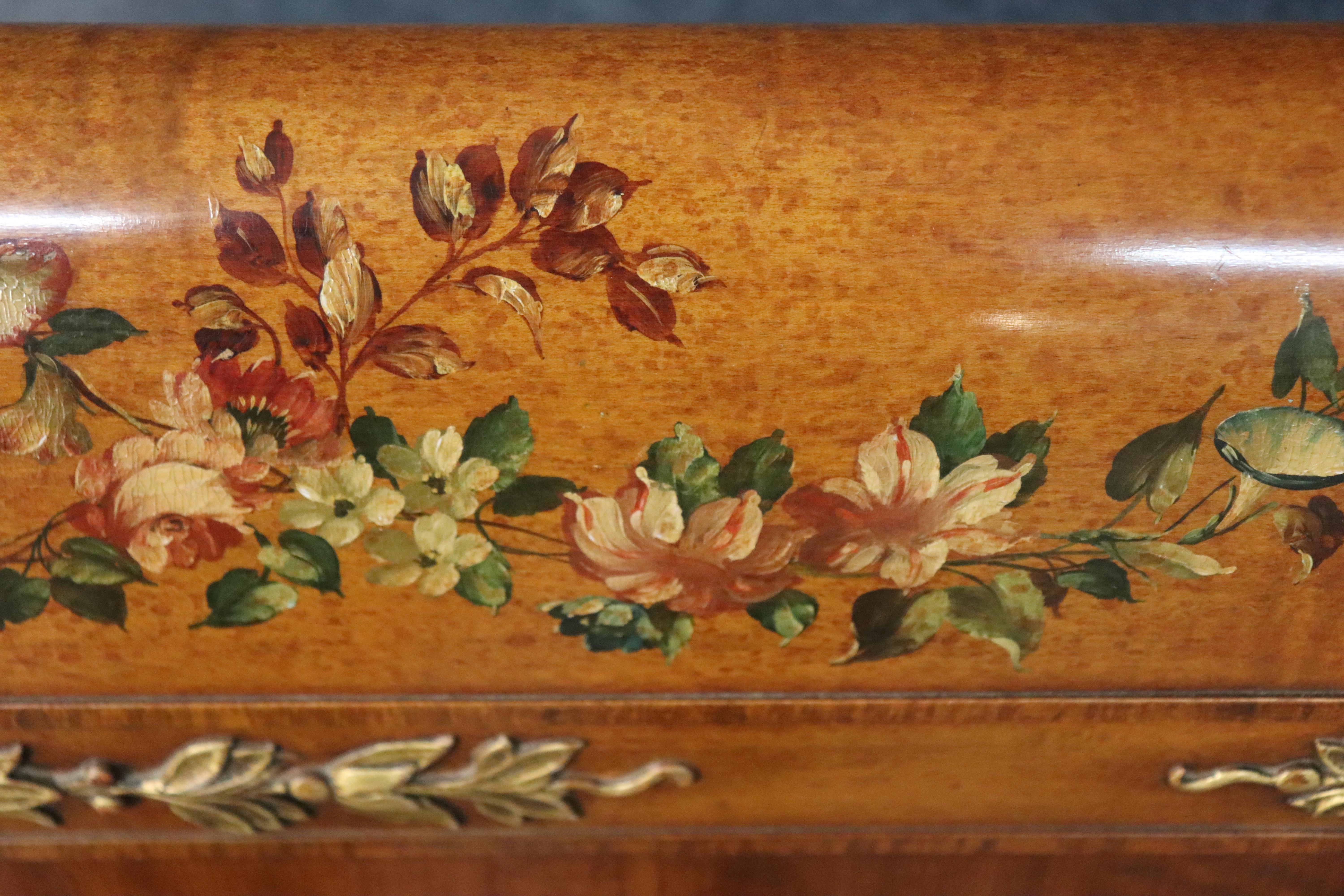 Rare Pair English Satinwood Paint Decorated Adams Style Twin Single Size Beds For Sale 12