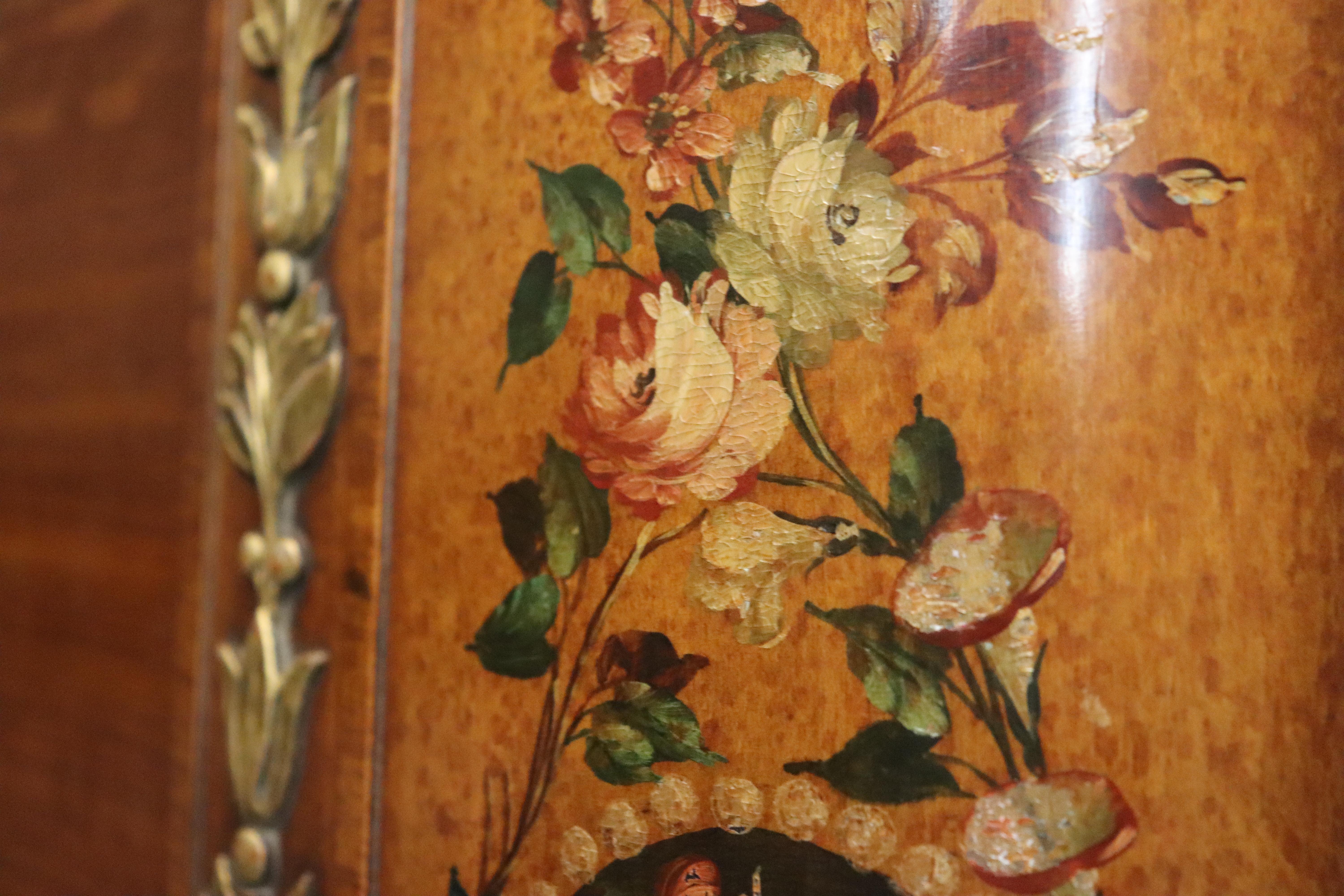 Rare Pair English Satinwood Paint Decorated Adams Style Twin Single Size Beds For Sale 14