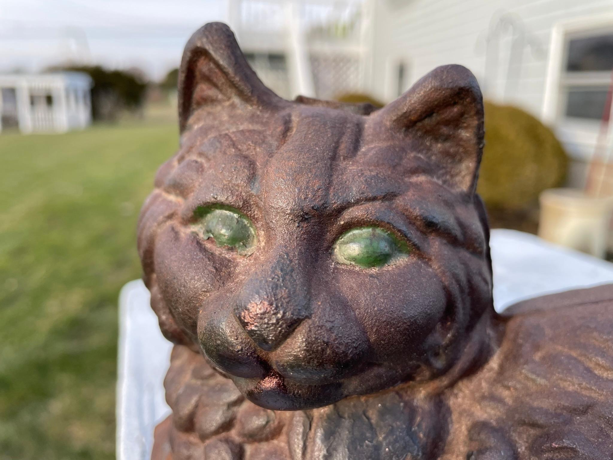 20th Century Rare Pair Fine Old Vintage Black and Brown Garden Cats For Sale