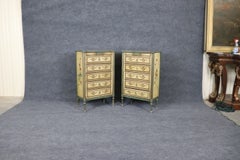 Rare Pair French Directoire Paint Decorated Cherub Lingerie Chests