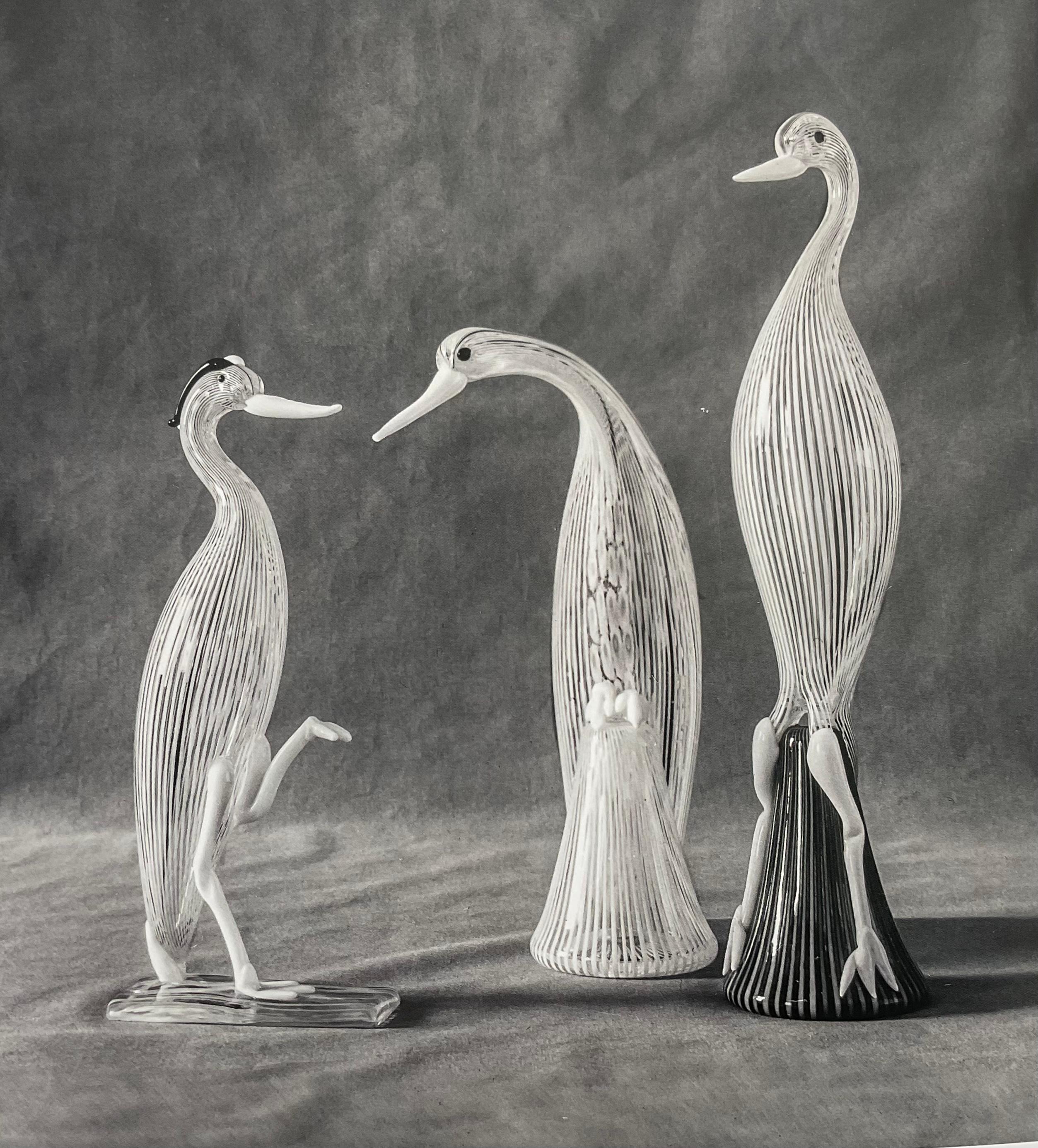 Rare Pair Fulvio Bianconi for Venini Water Bird Murano Glass Sculptures 2
