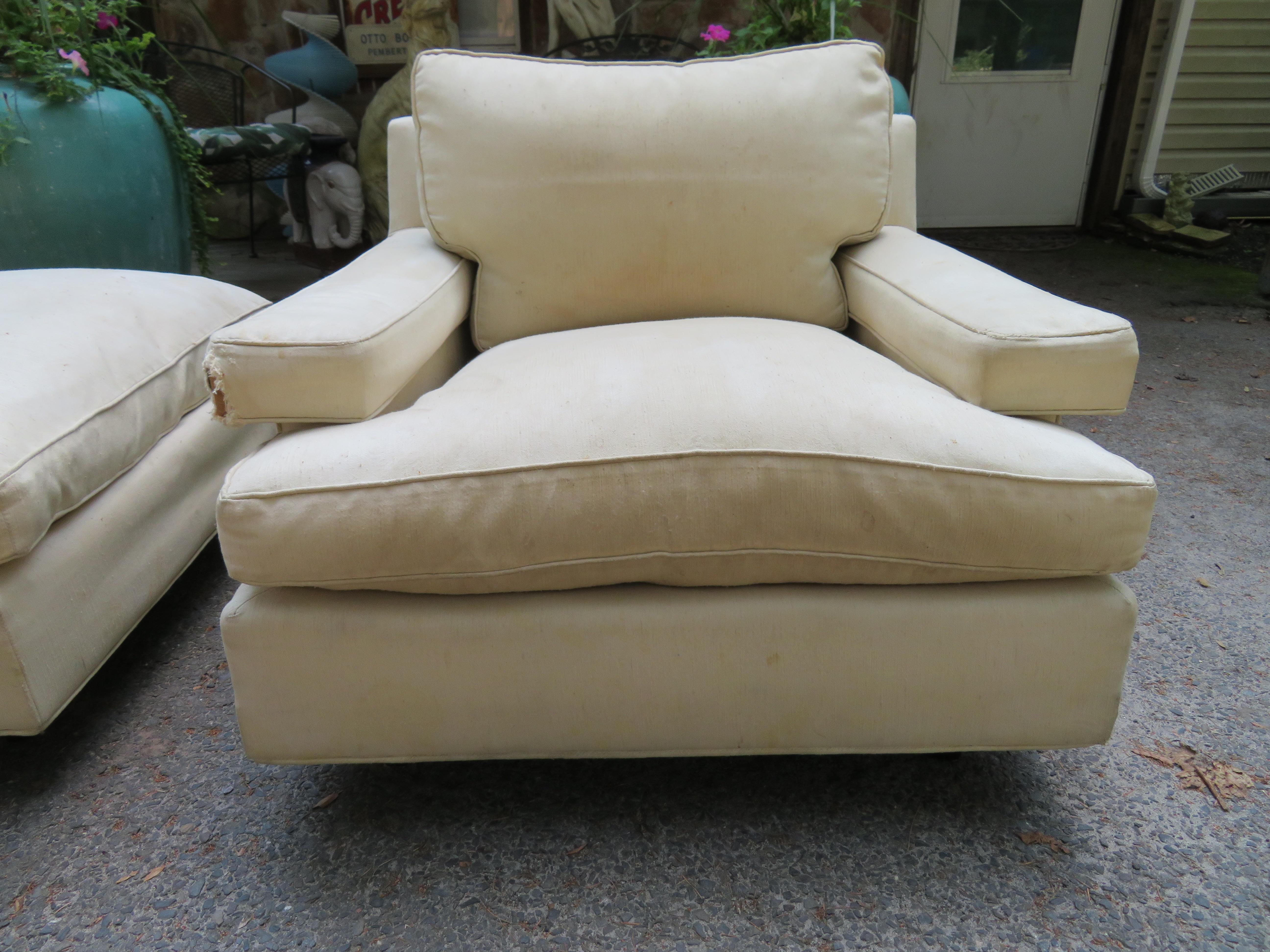 Rare Pair of Harvey Probber Lounge Chairs and Ottoman Mid-Century Modern In Good Condition For Sale In Pemberton, NJ
