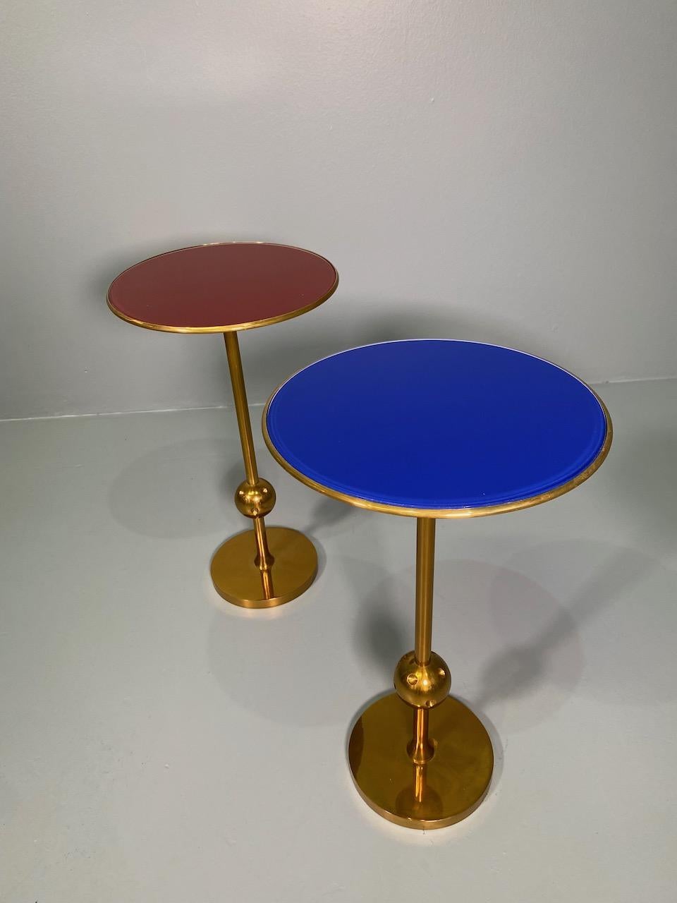 Rare Pair Italian Side Table T1 by Osvaldo Borsani in Brass and Glass, 1950s 7