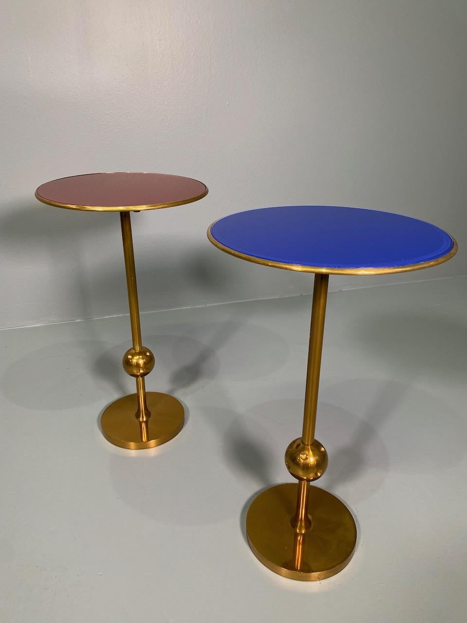 Rare Pair Italian Side Table T1 by Osvaldo Borsani in Brass and Glass, 1950s 9