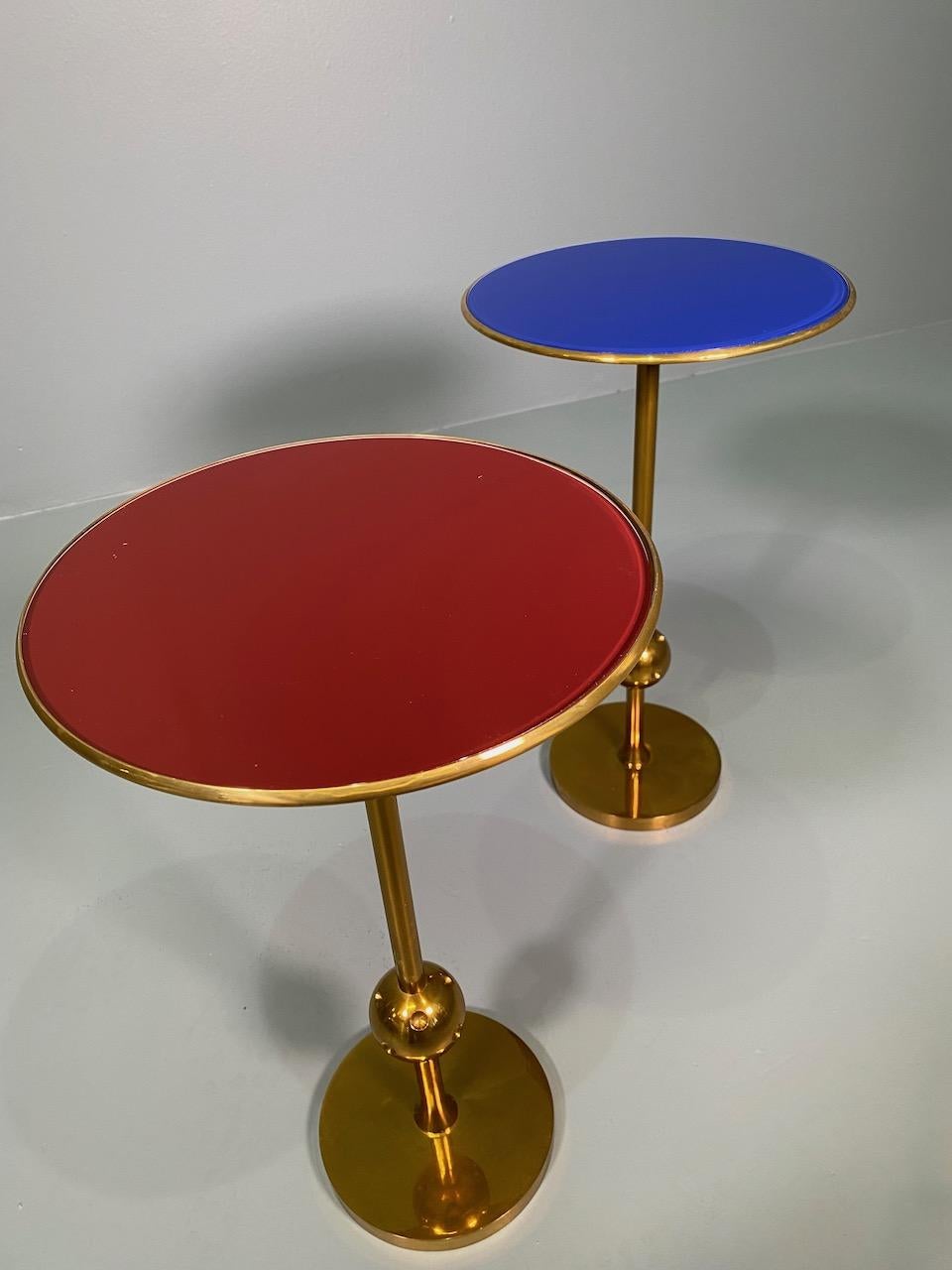 Rare Pair Italian Side Table T1 by Osvaldo Borsani in Brass and Glass, 1950s 11