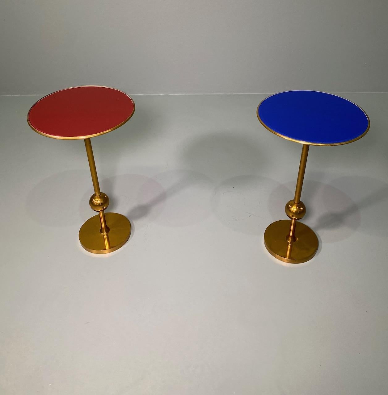 Rare Pair Italian Side Table T1 by Osvaldo Borsani in Brass and Glass, 1950s 12
