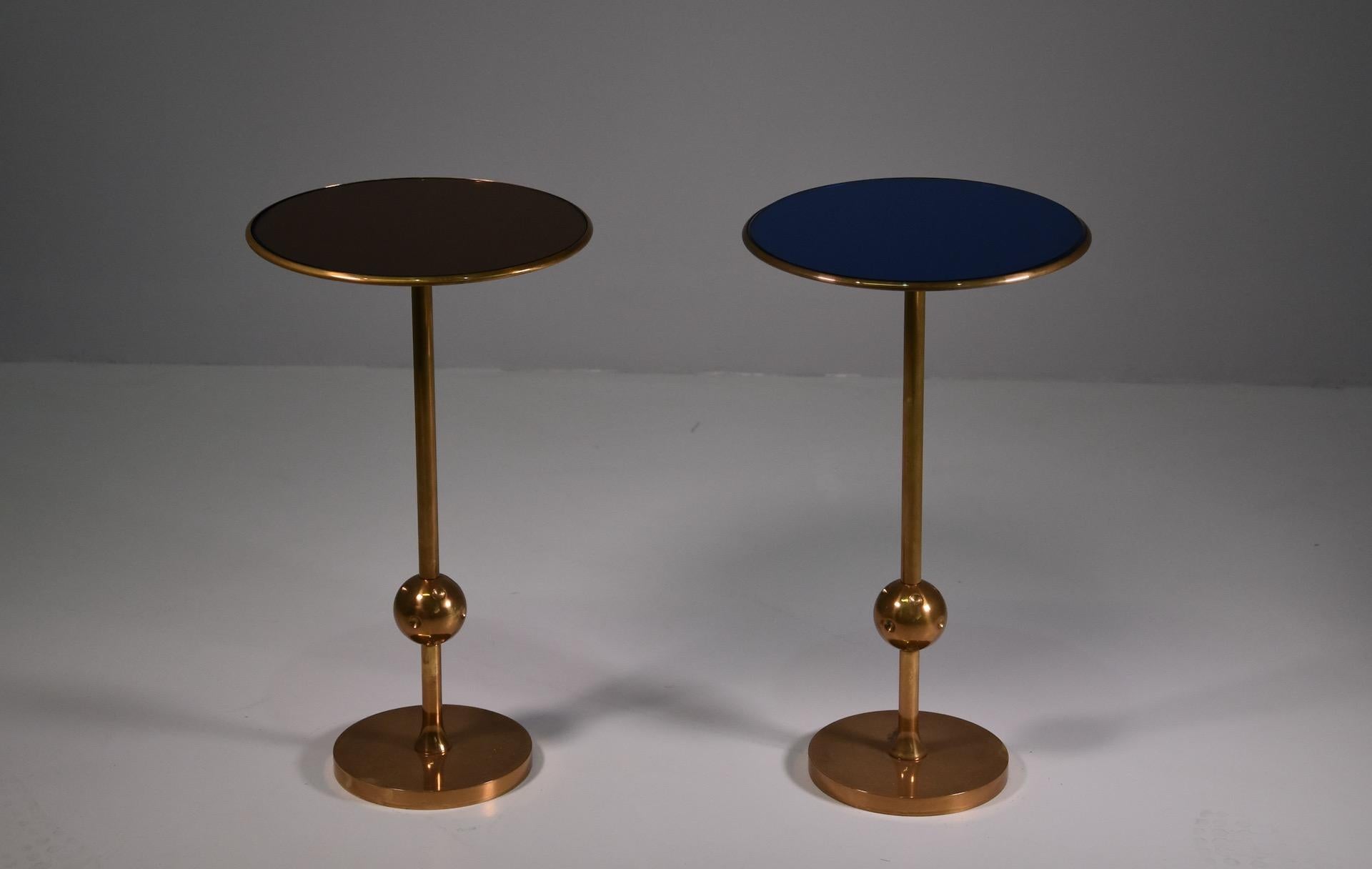 Rare Pair Italian Side Table T1 by Osvaldo Borsani in Brass and Glass, 1950s In Excellent Condition In Rovereta, SM