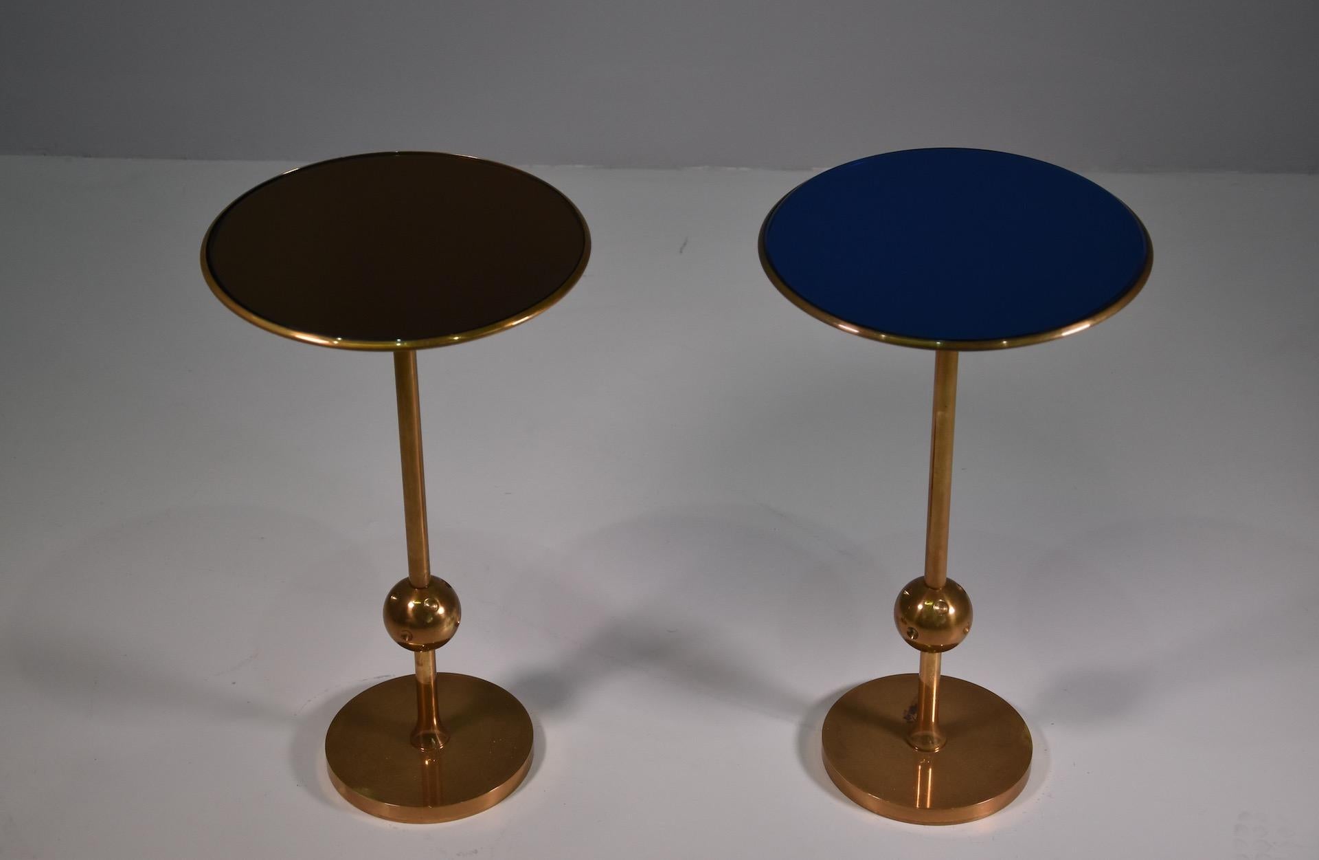 20th Century Rare Pair Italian Side Table T1 by Osvaldo Borsani in Brass and Glass, 1950s