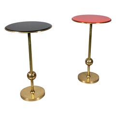 Rare Pair Italian Side Table T1 by Osvaldo Borsani in Brass and Glass, 1950s