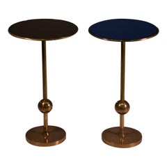 Paire de rares tables d'appoint italiennes T1 d'Osvaldo Borsani en laiton et verre, années 1950
