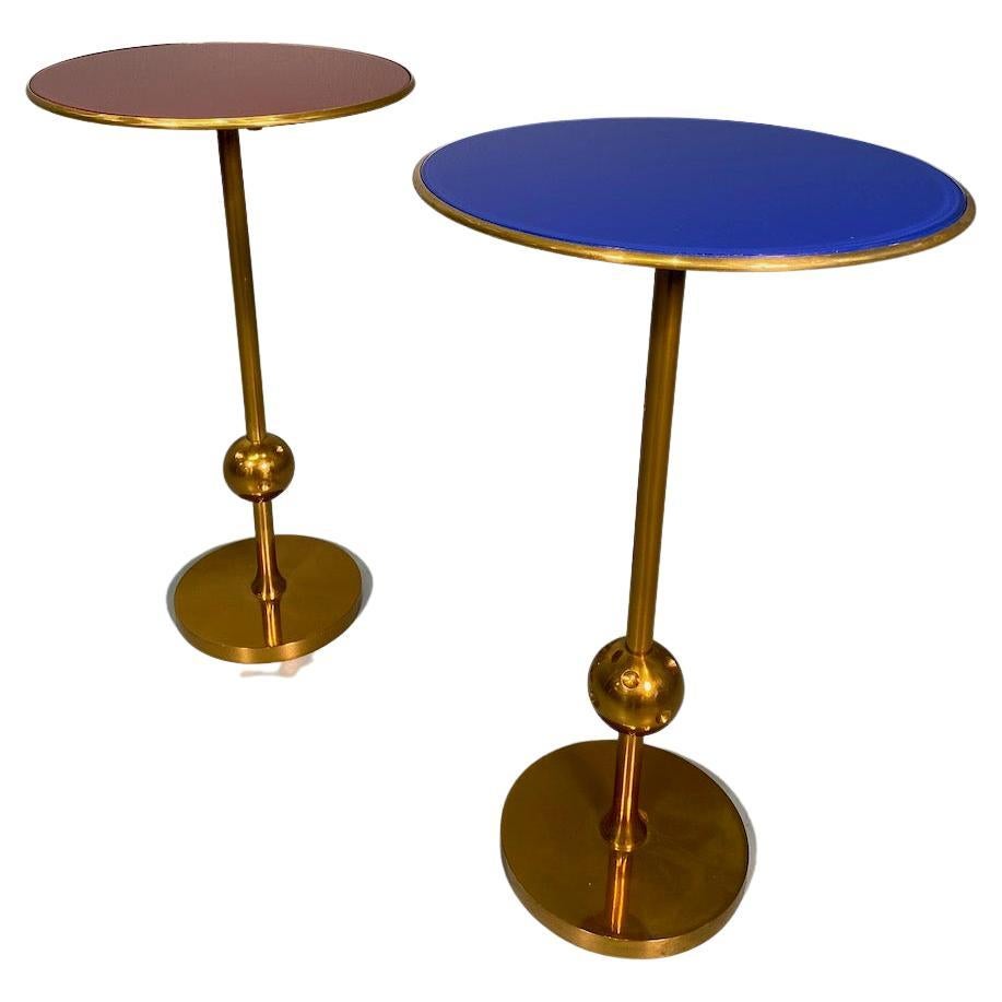 Rare Pair Italian Side Table T1 by Osvaldo Borsani in Brass and Glass, 1950s